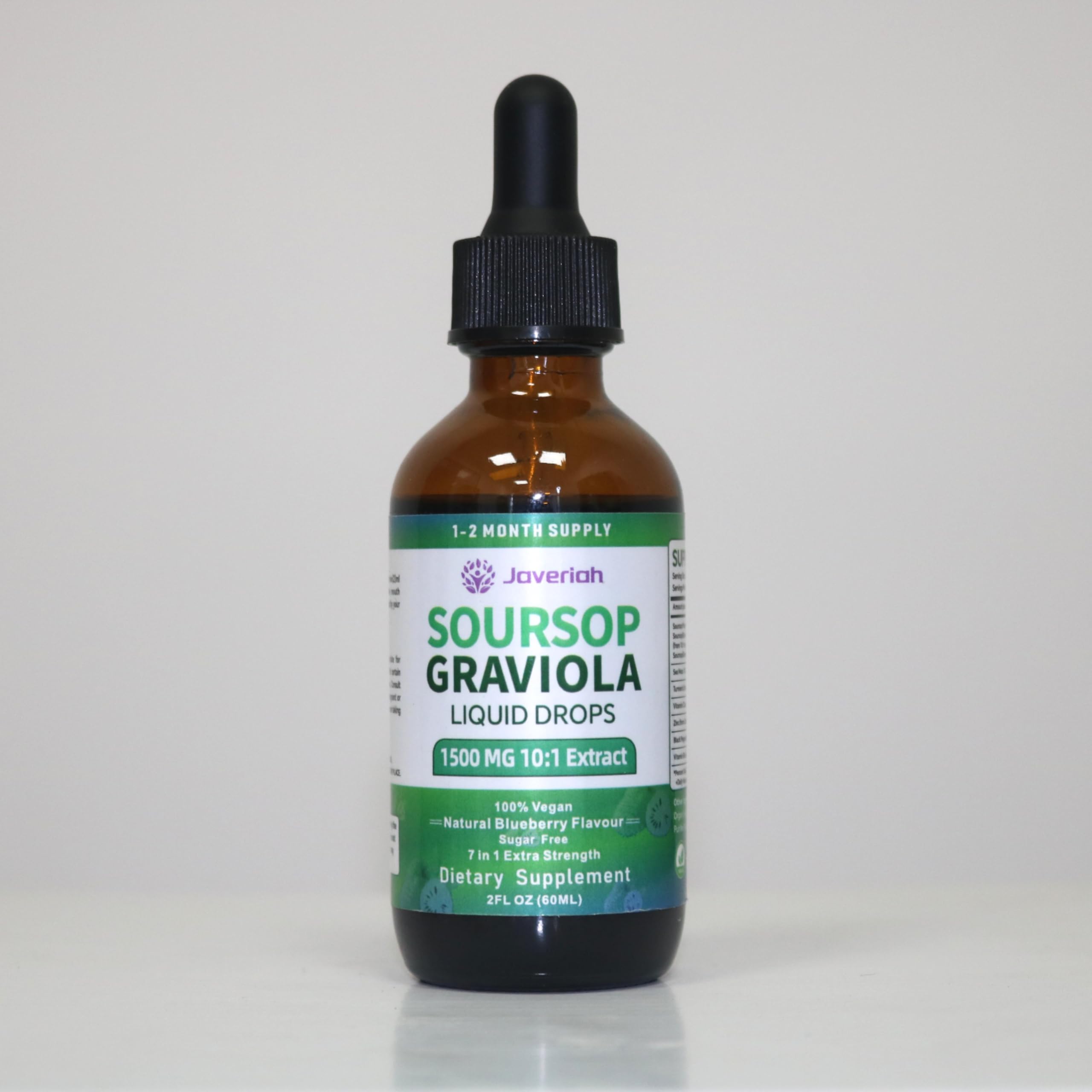 Javeriah Soursop Graviola Liquid Drops with fresh soursop fruit