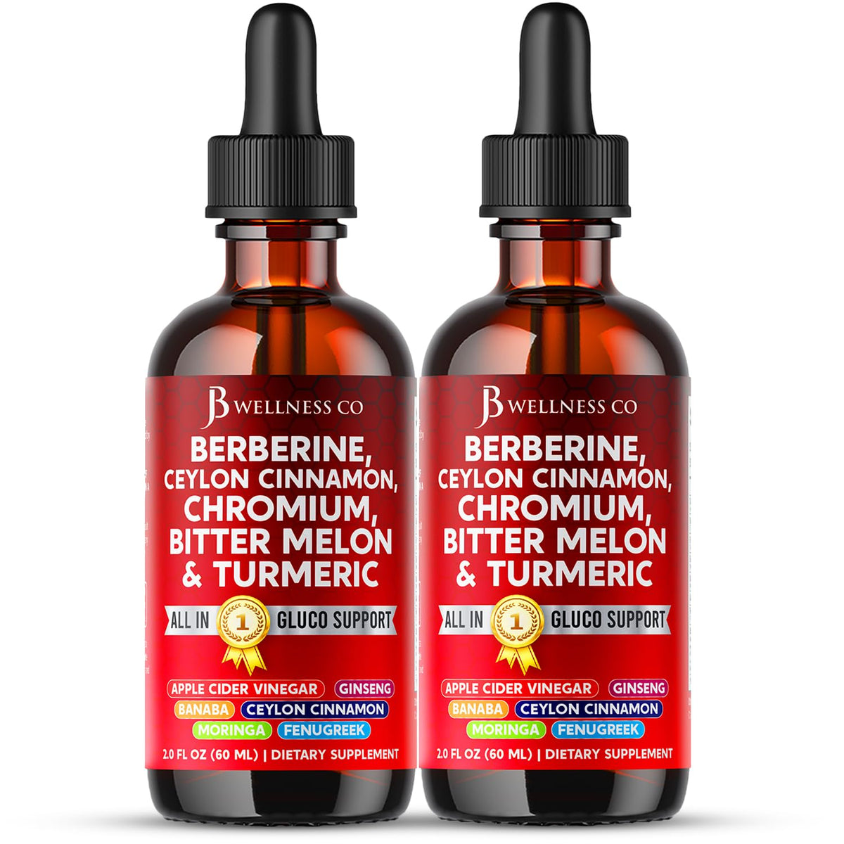 JB Wellness Co Berberine with Ceylon Cinnamon Drops front view
