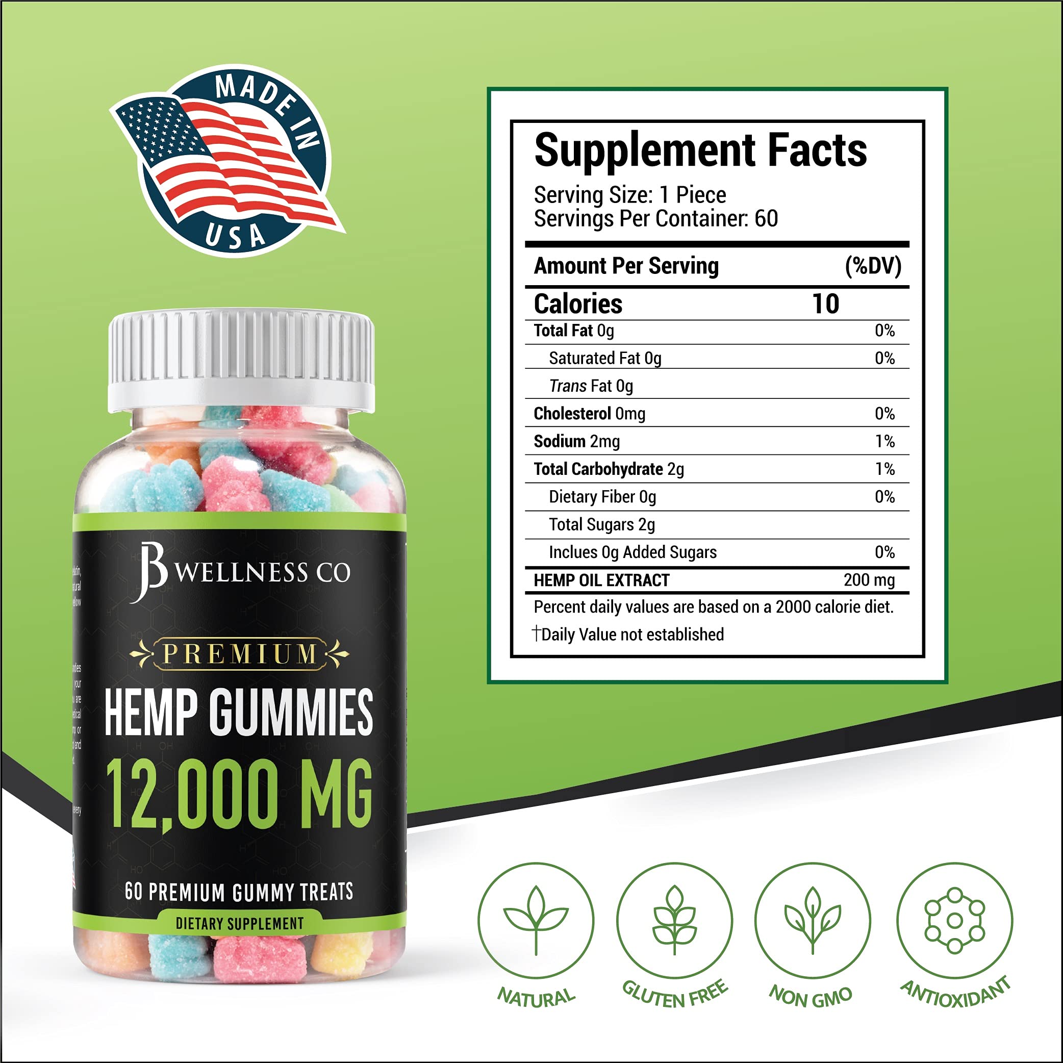 JB Wellness Co Hemp Gummies 390g tropical flavour