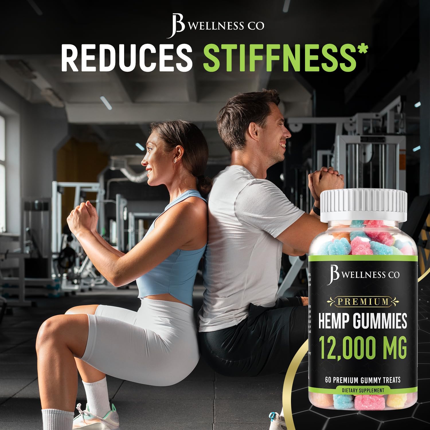 JB Wellness Co Hemp Gummies on a wooden table