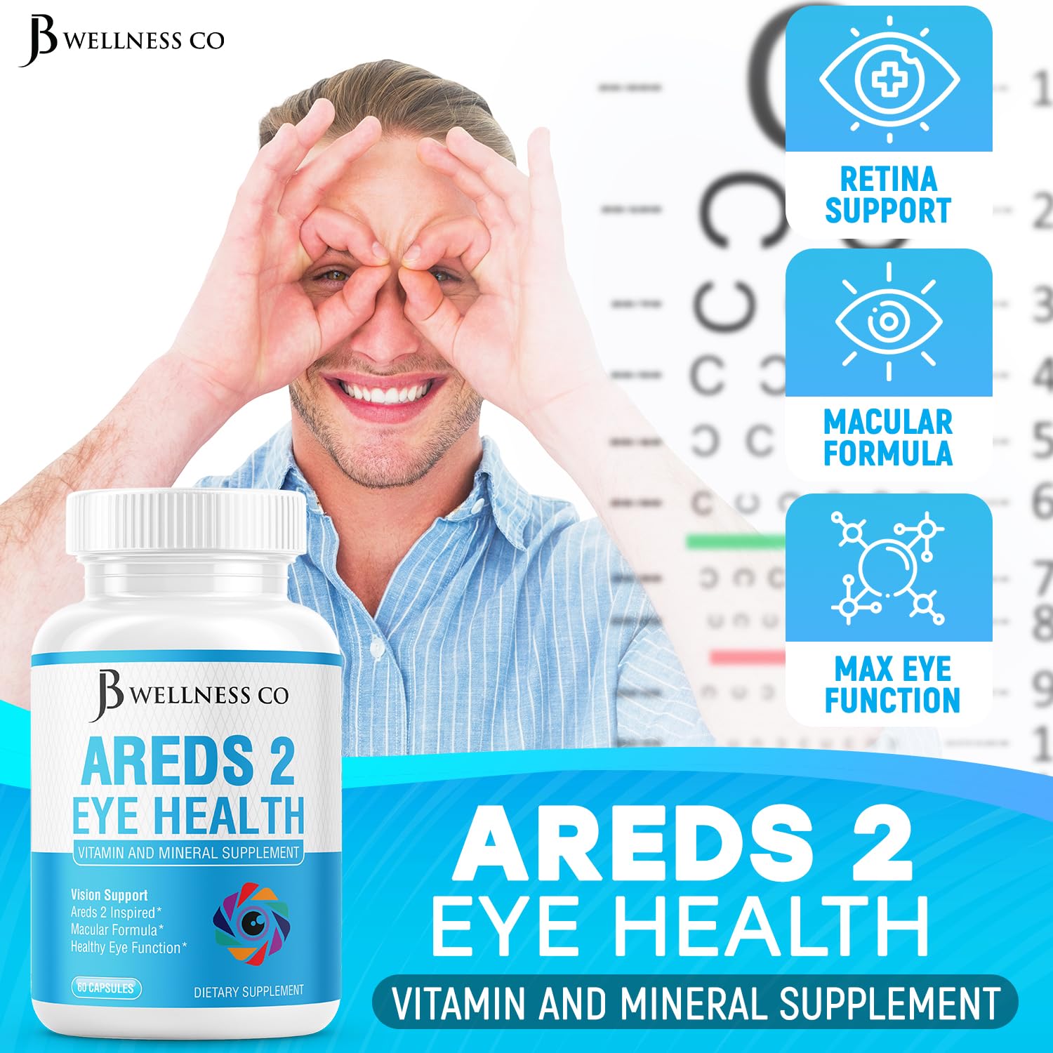 JB Wellness Co Lutein Eye Health Supplement label close-up