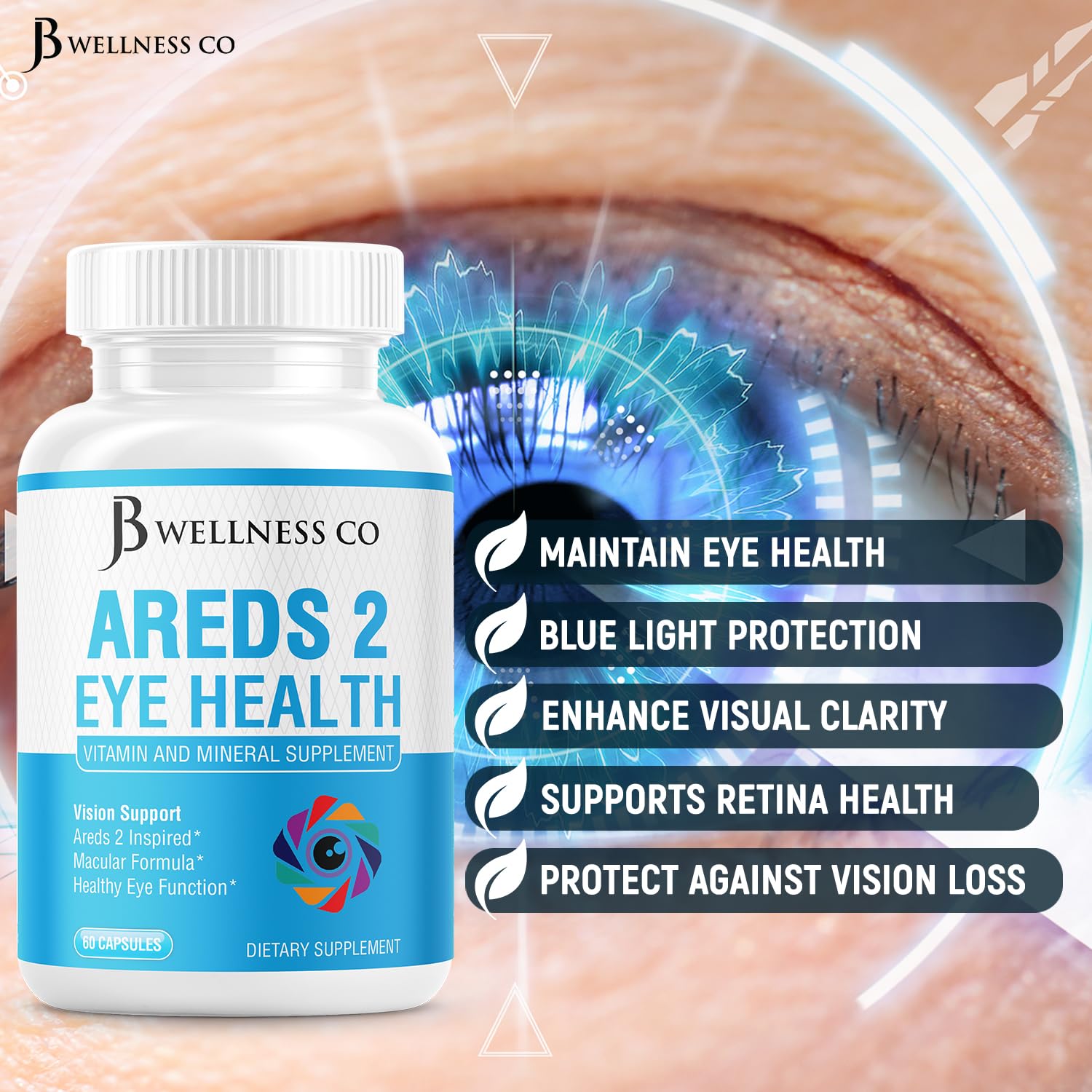 JB Wellness Co Lutein Eye Health Supplement with ingredients list