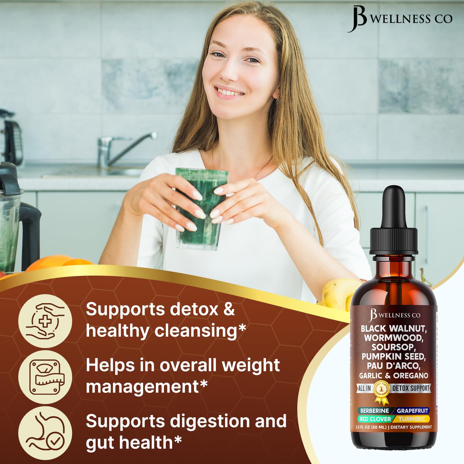 JB Wellness Co Neem Supplement side view showing capsule