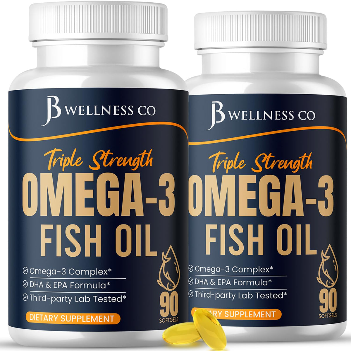 JB Wellness Co Omega 3 Fish Oil bottle front view