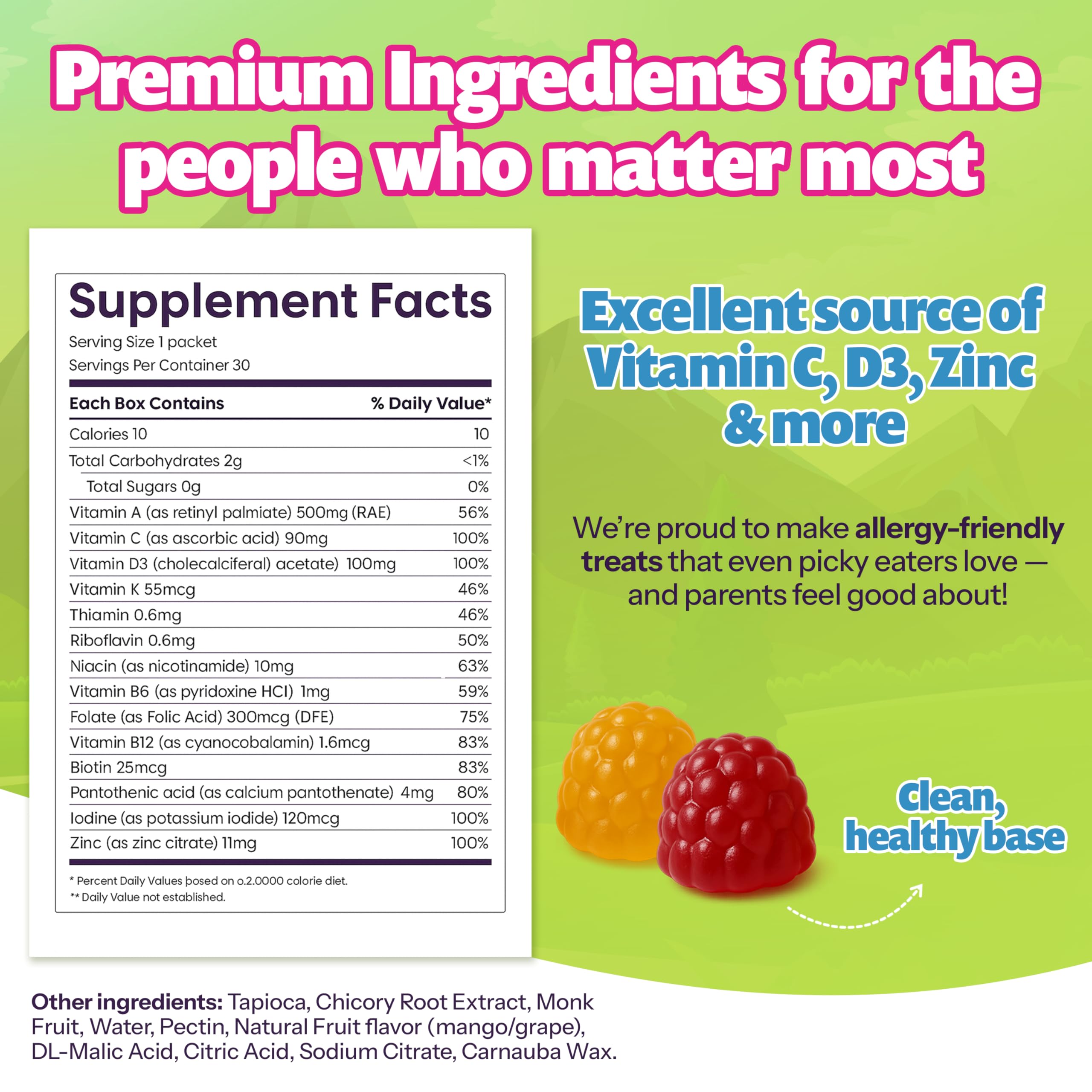 Jelly.Boo Multivitamin Gummies displayed with fruit