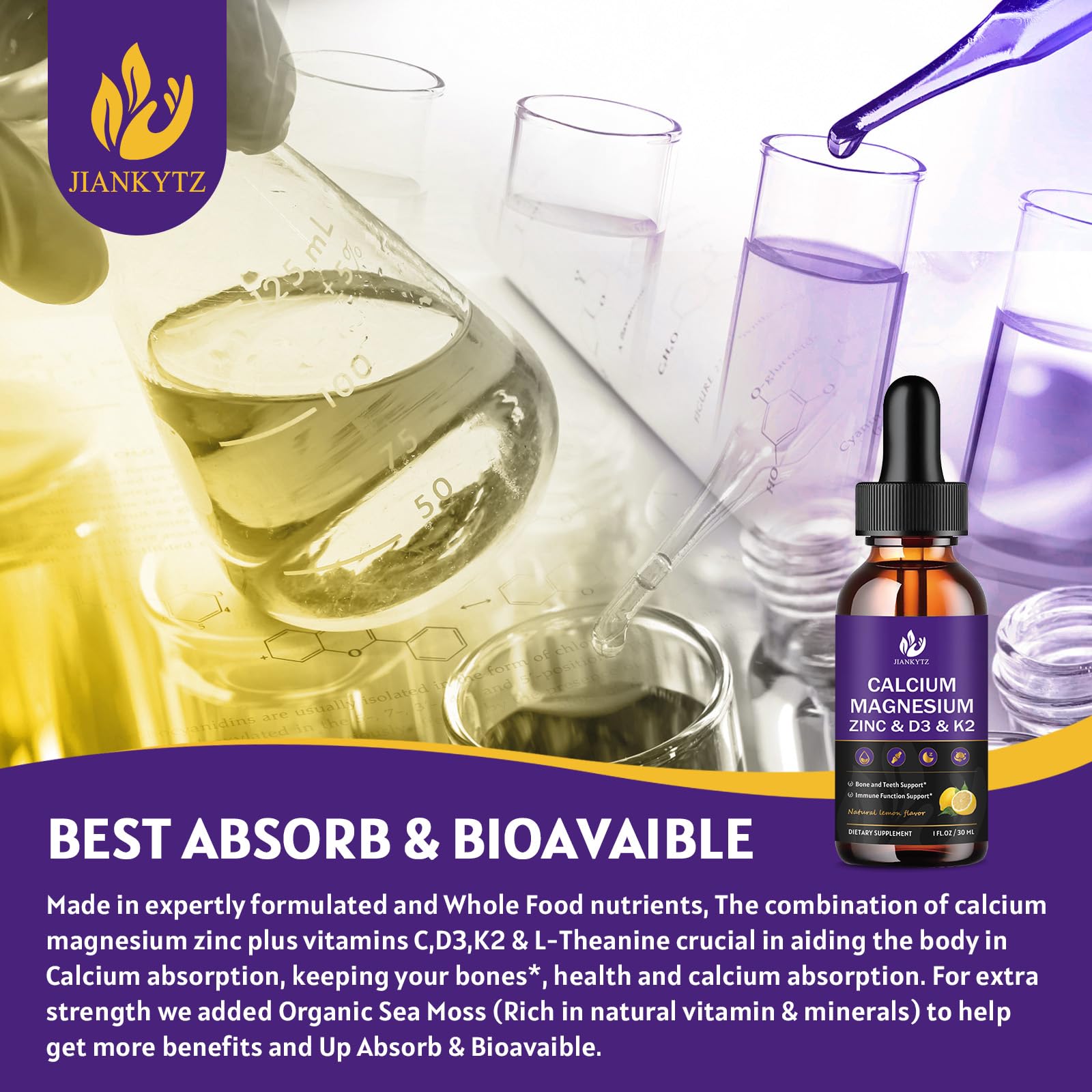 JIANKYTZ Calcium Magnesium Zinc Liquid Drops measuring dropper