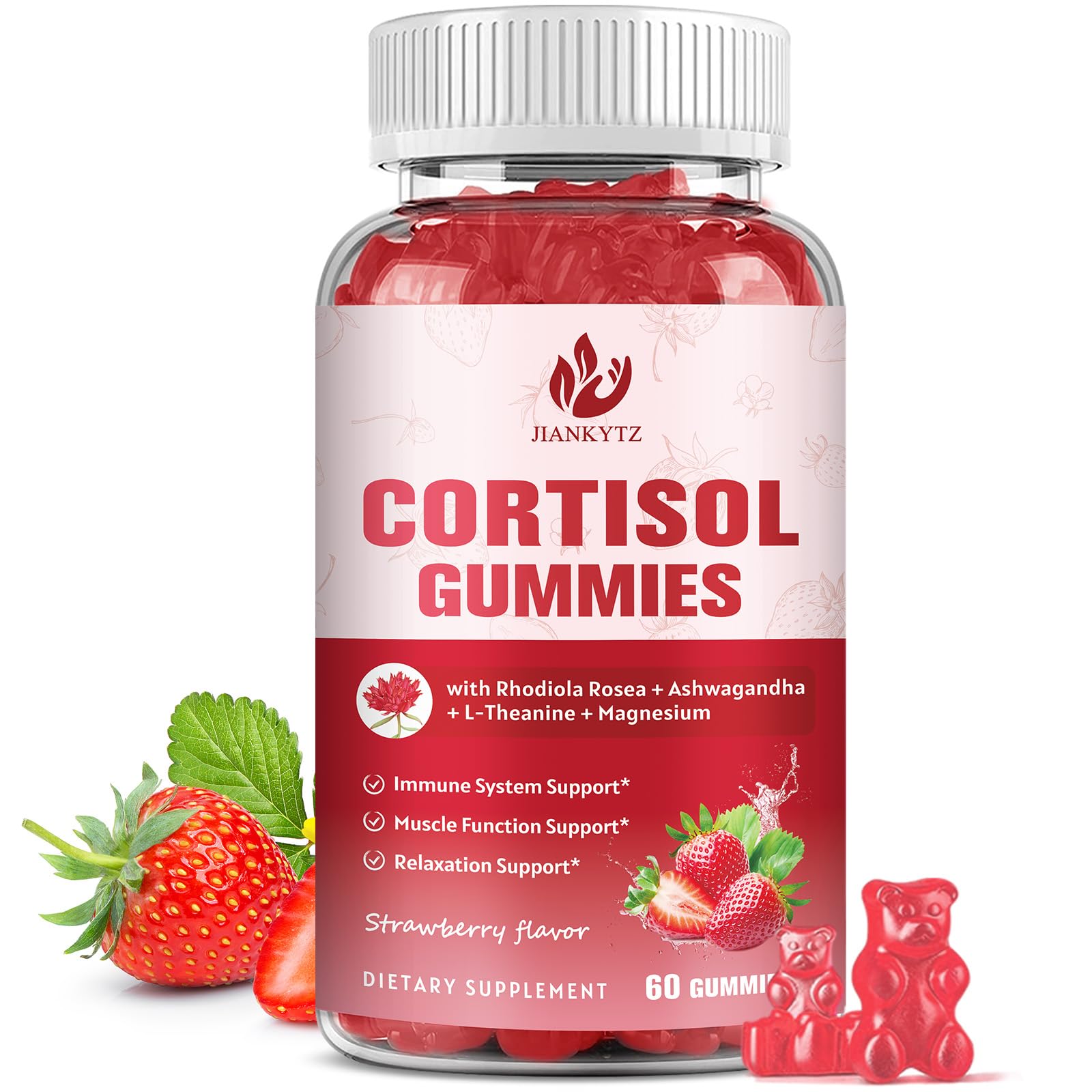 JIANKYTZ Cortisol Gummies front view with strawberry flavour