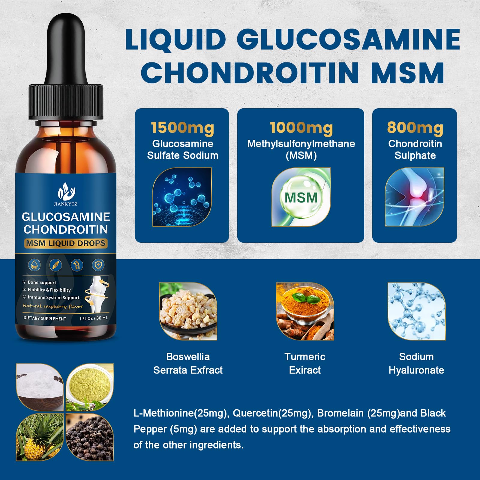 JIANKYTZ Glucosamine Chondroitin MSM Drops ingredients list