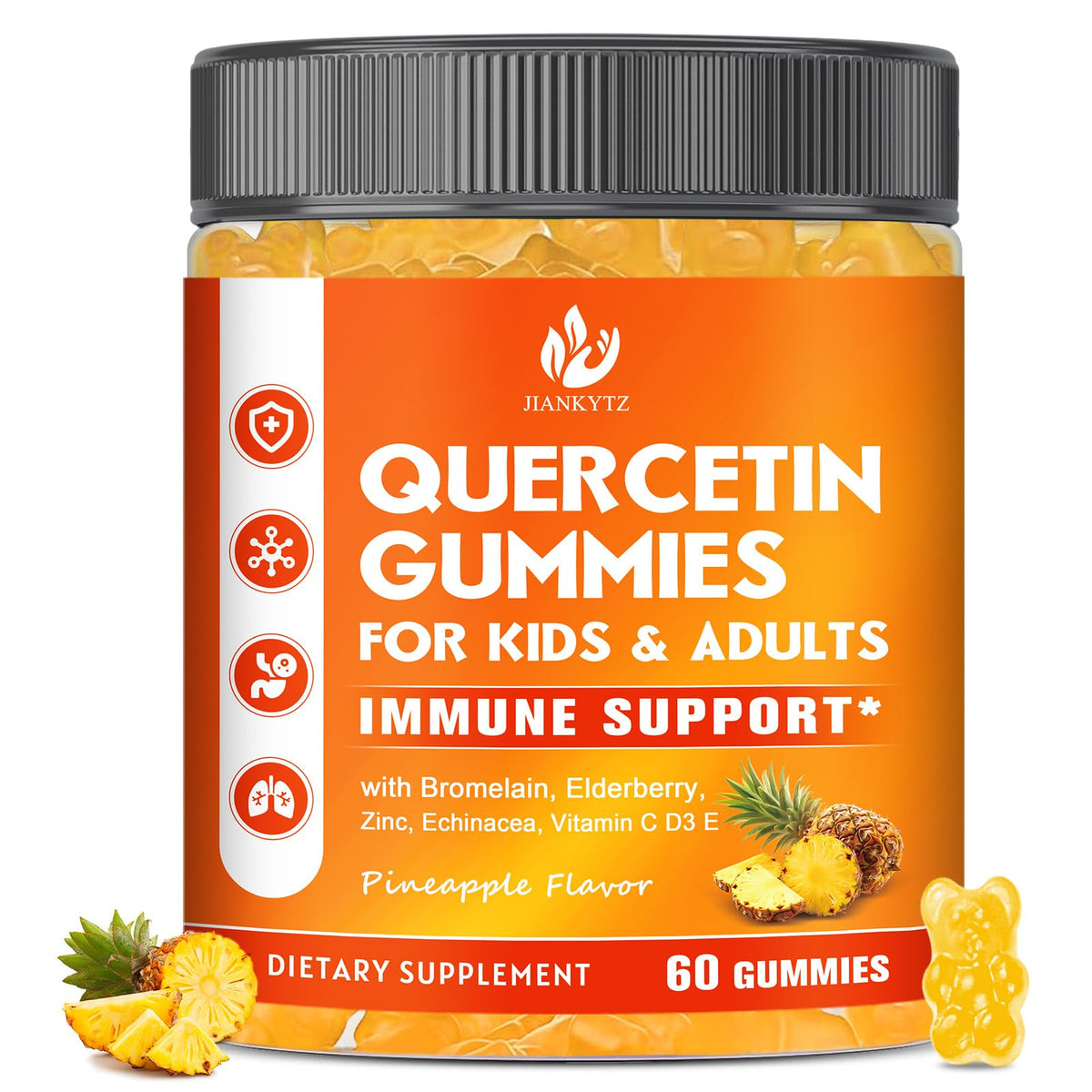 JIANKYTZ Quercetin Gummies 230g pineapple flavour front view
