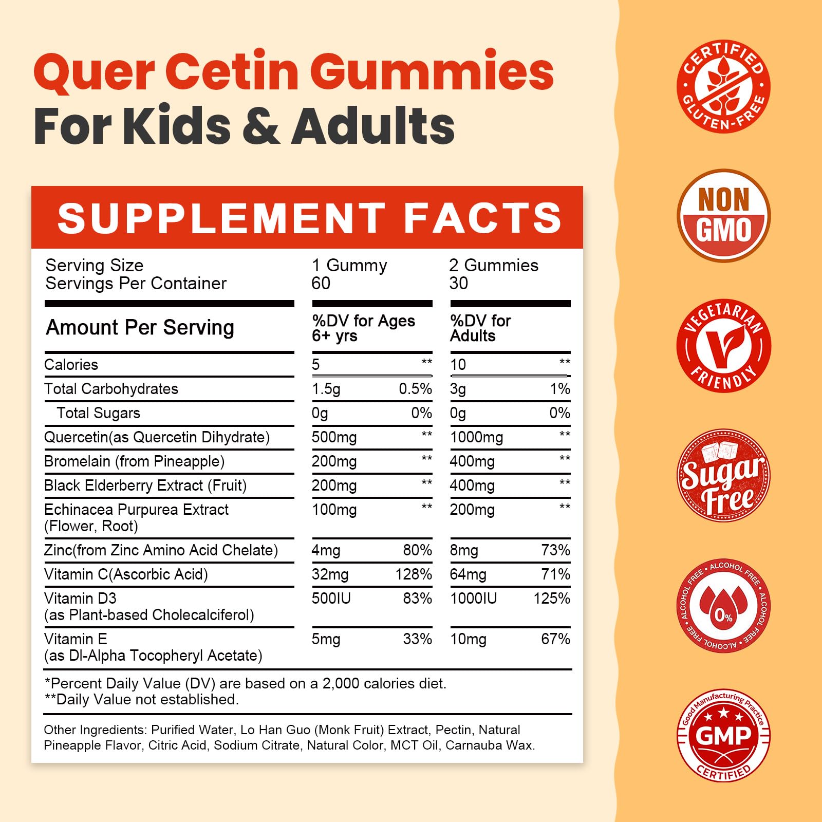 JIANKYTZ Quercetin Gummies packaging side view