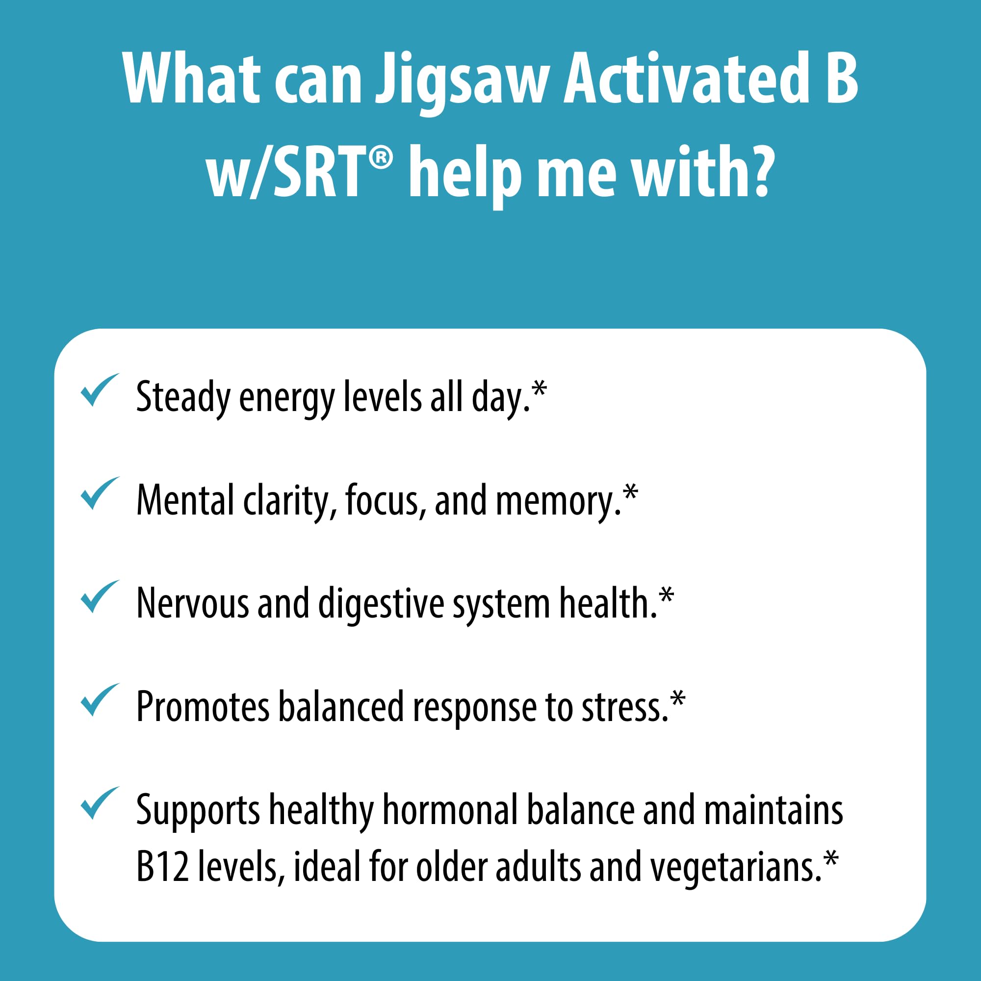 Jigsaw Health Activated B w/SRT B-Complex Supplement on a wooden table