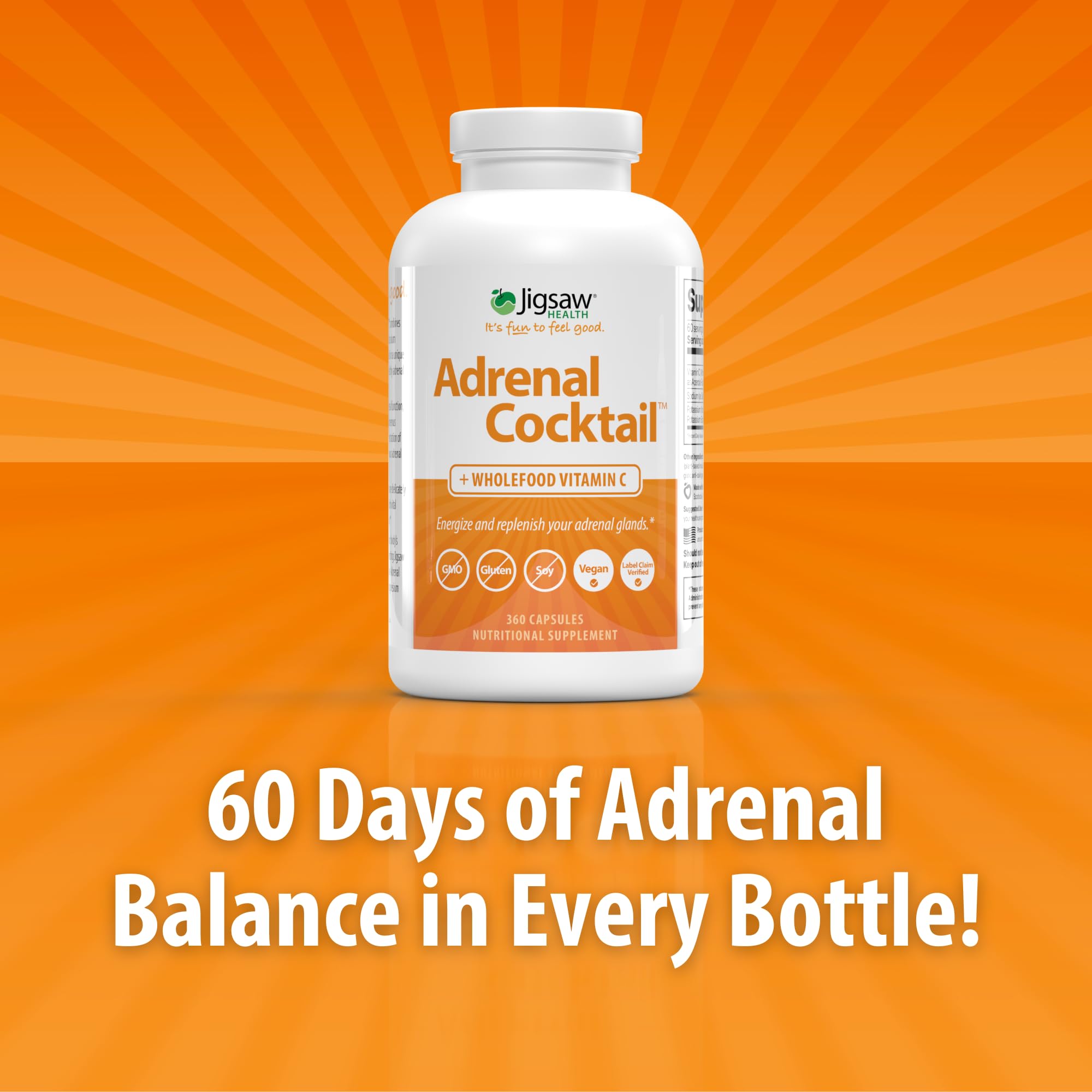 Jigsaw Health Adrenal Cocktail 390g back view with nutritional information