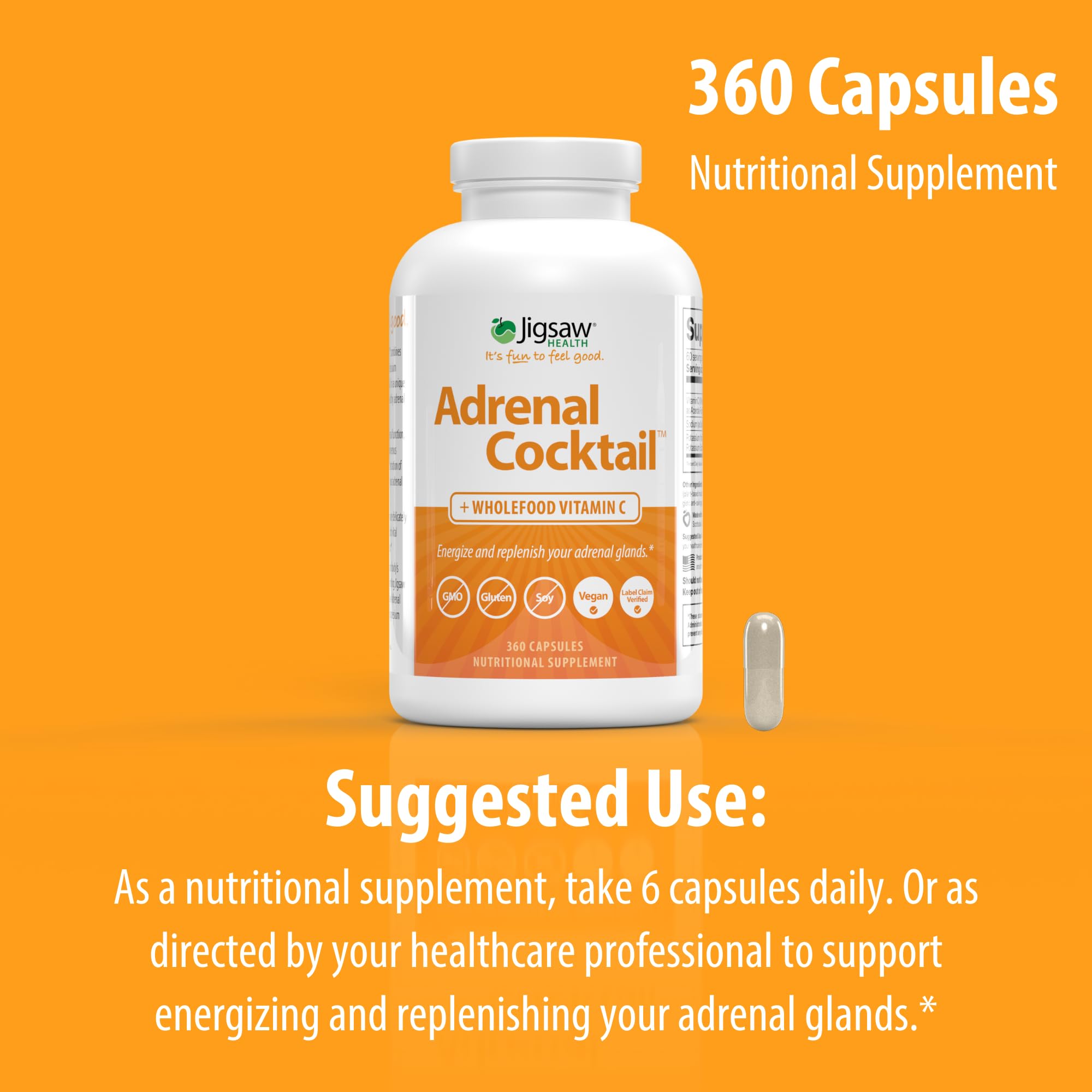 Jigsaw Health Adrenal Cocktail 390g packaging on a table