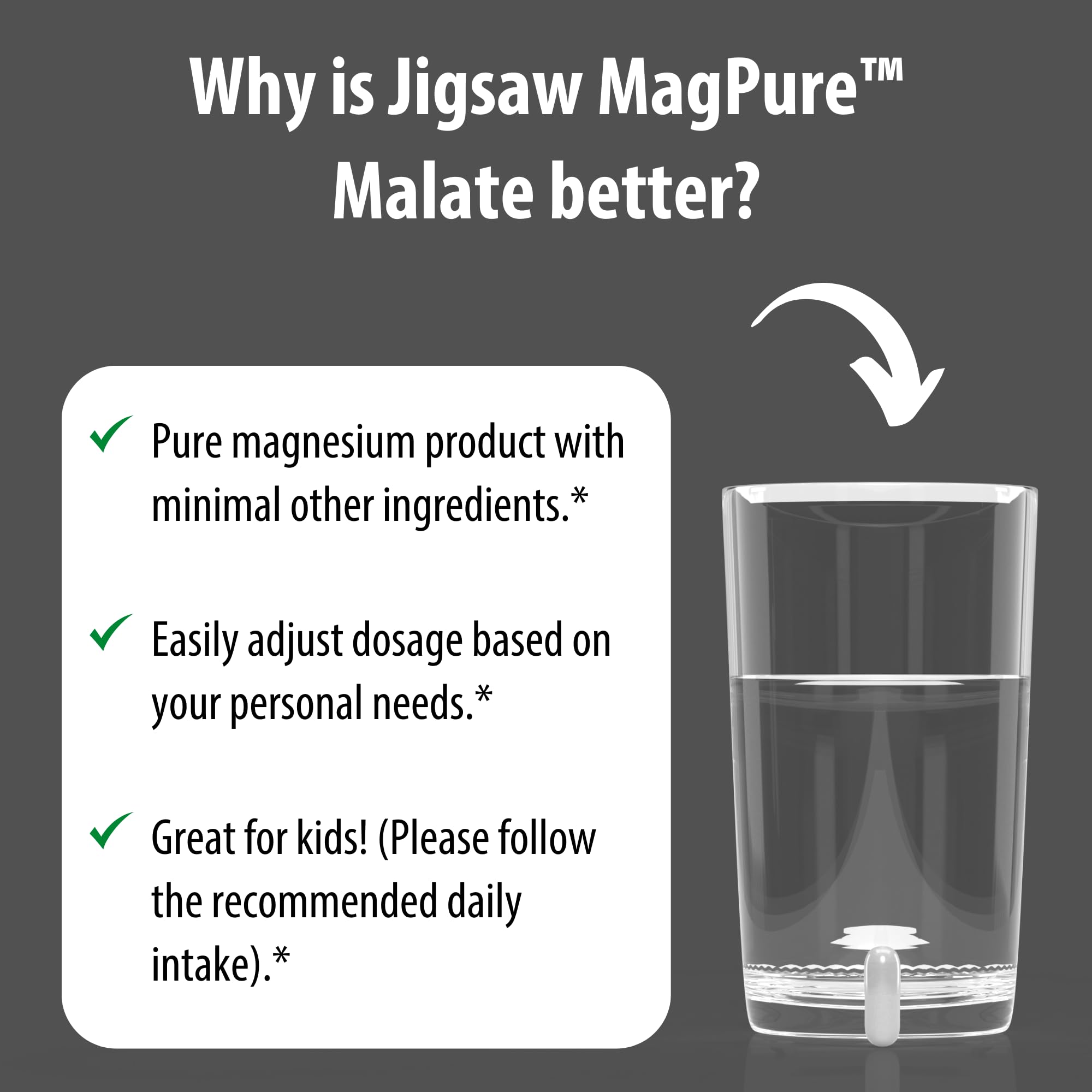 Jigsaw Health Magnesium Capsules displayed on a wooden table