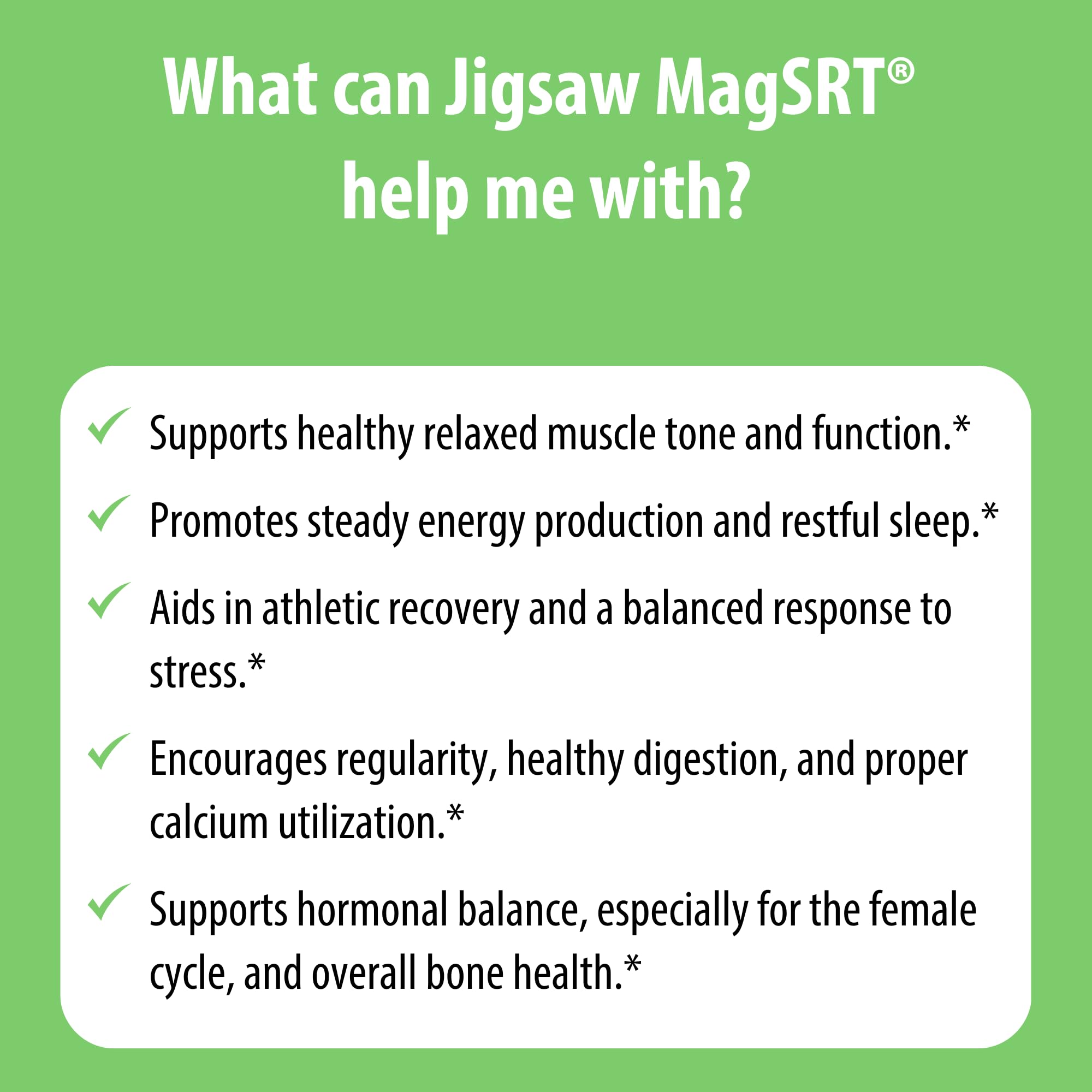 Jigsaw Health MagSRT Magnesium Supplement 122g ingredients list