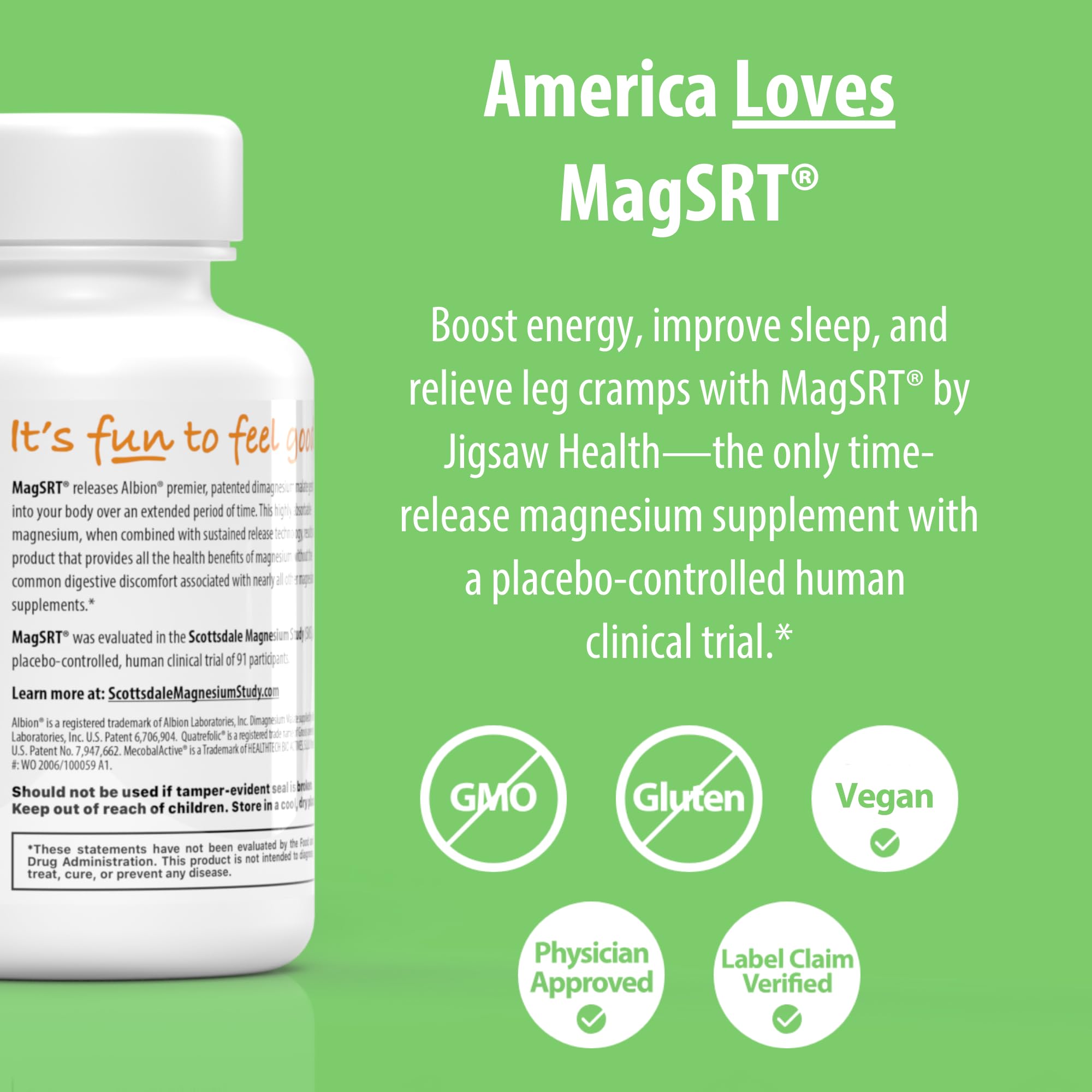 Jigsaw Health MagSRT Magnesium Supplement 122g side view