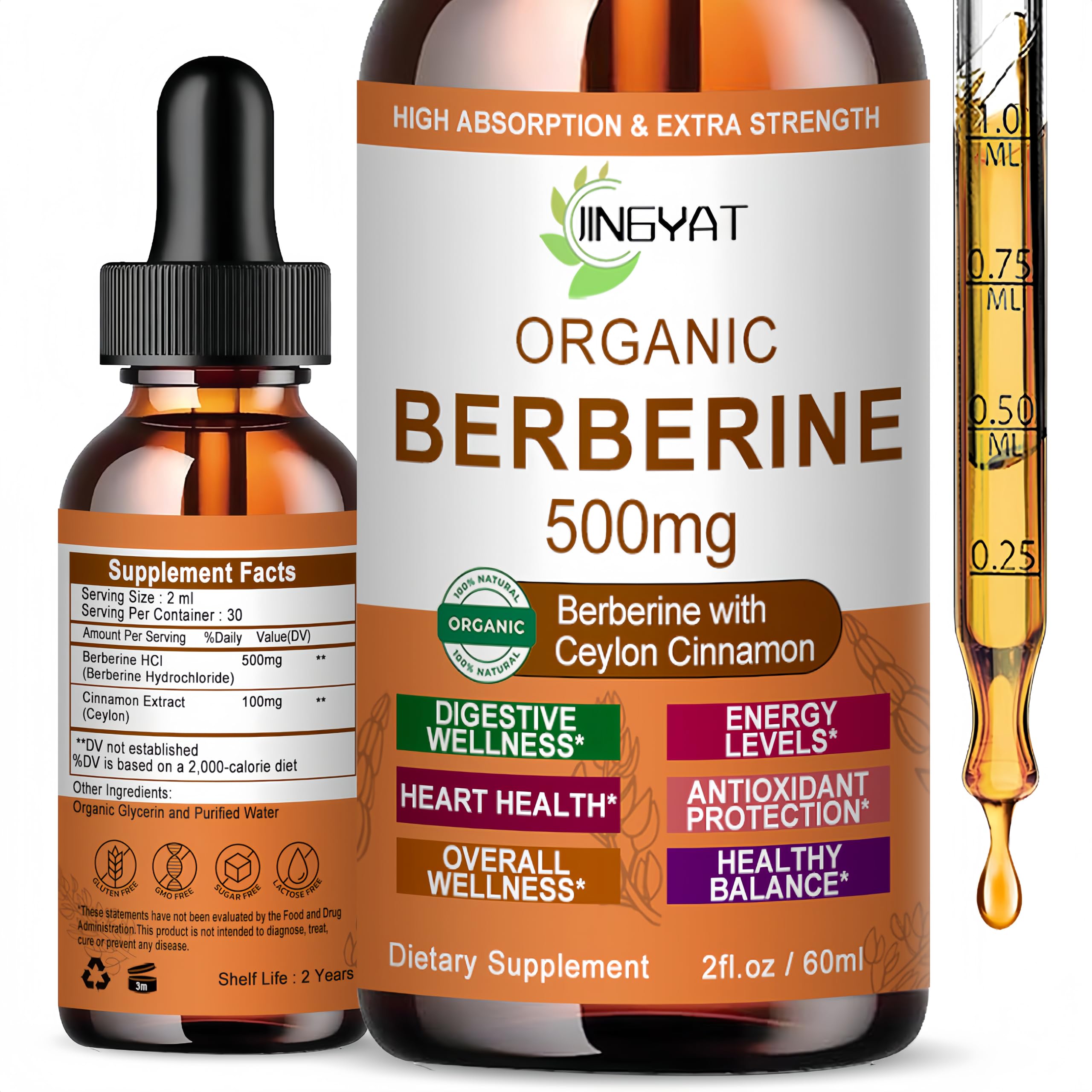 JINGYAT Berberine Liquid Drops bottle front view