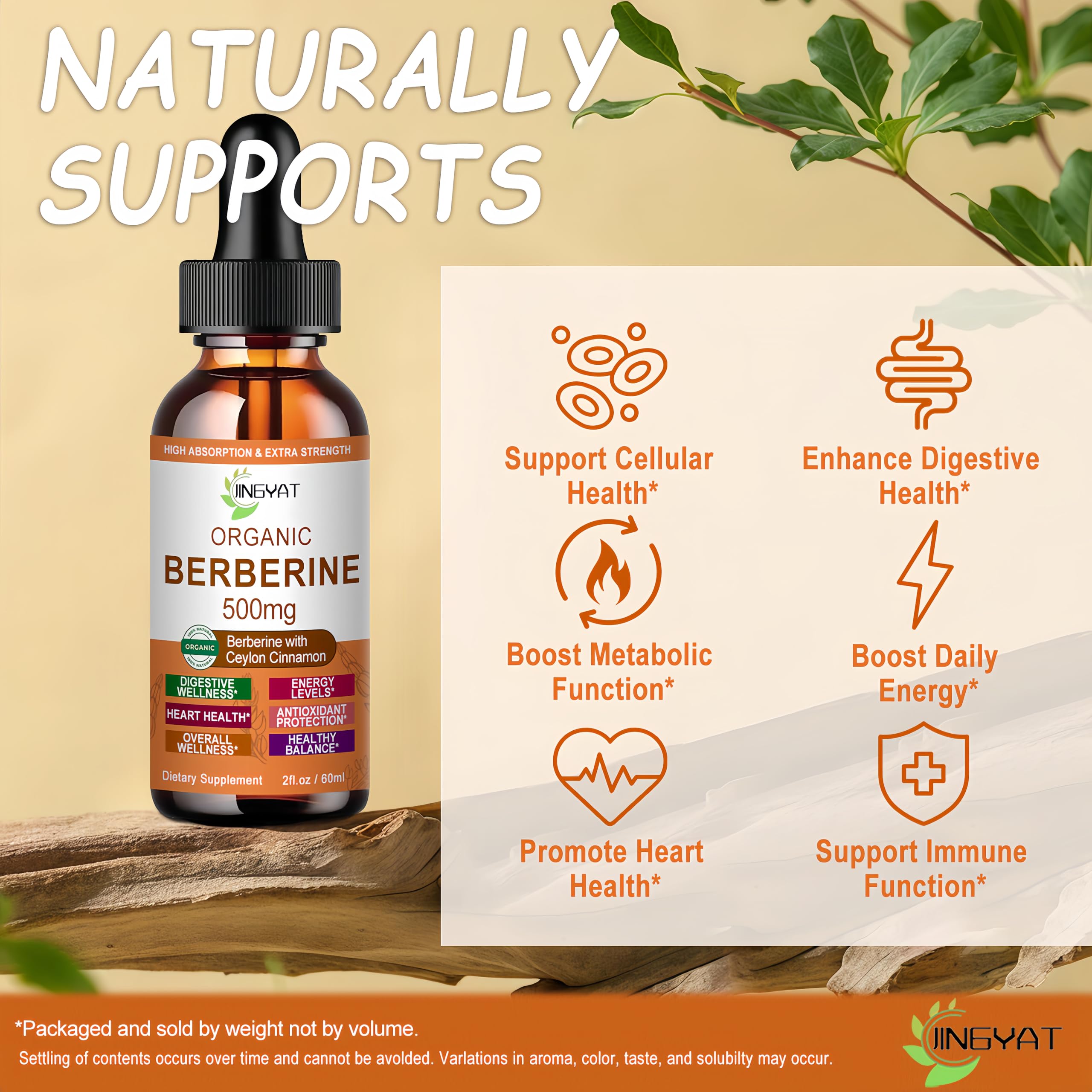 JINGYAT Berberine Liquid Drops with Ceylon Cinnamon ingredients