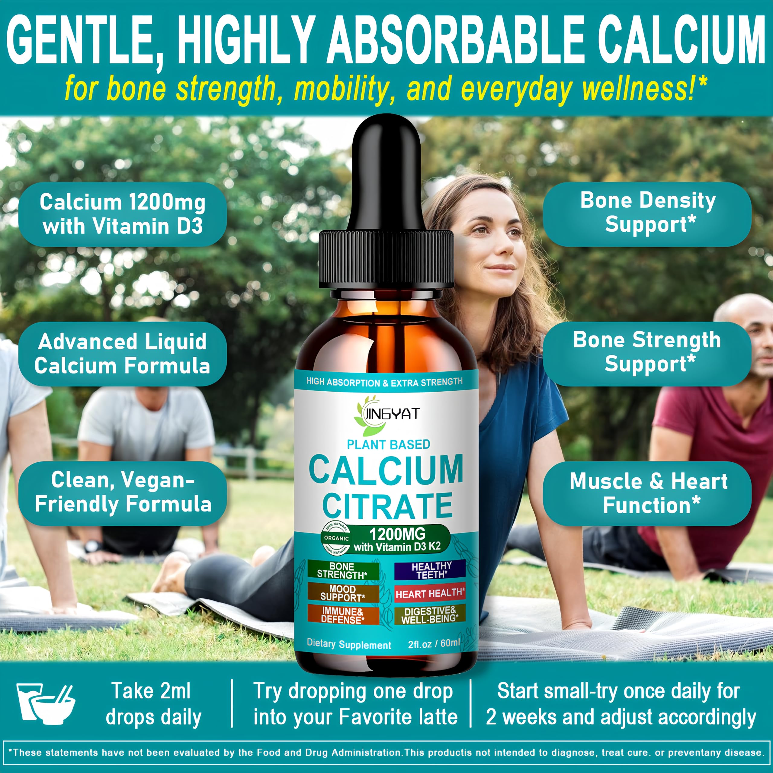 JINGYAT Liquid Calcium Drops 1200mg side view