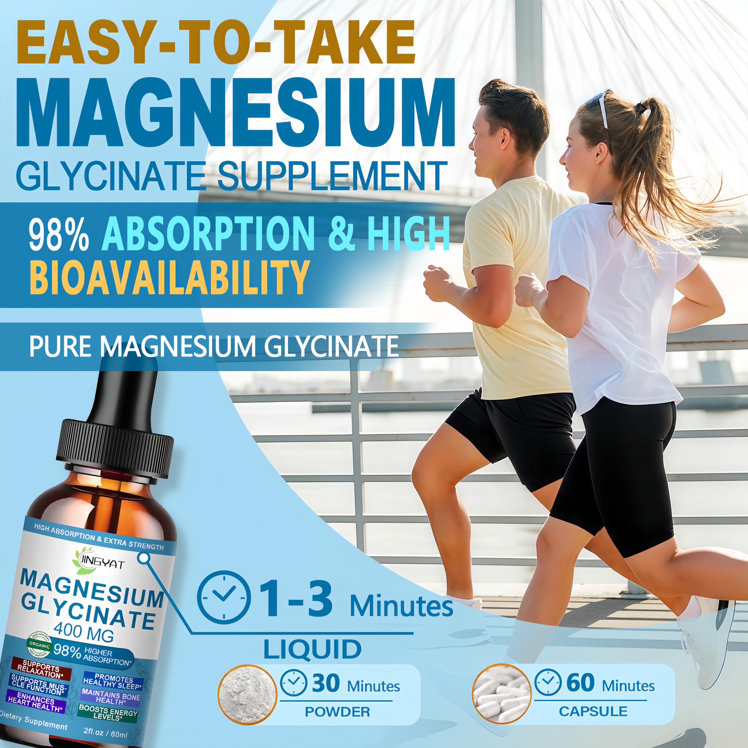 JINGYAT Liquid Magnesium Glycinate 400mg dosage in water