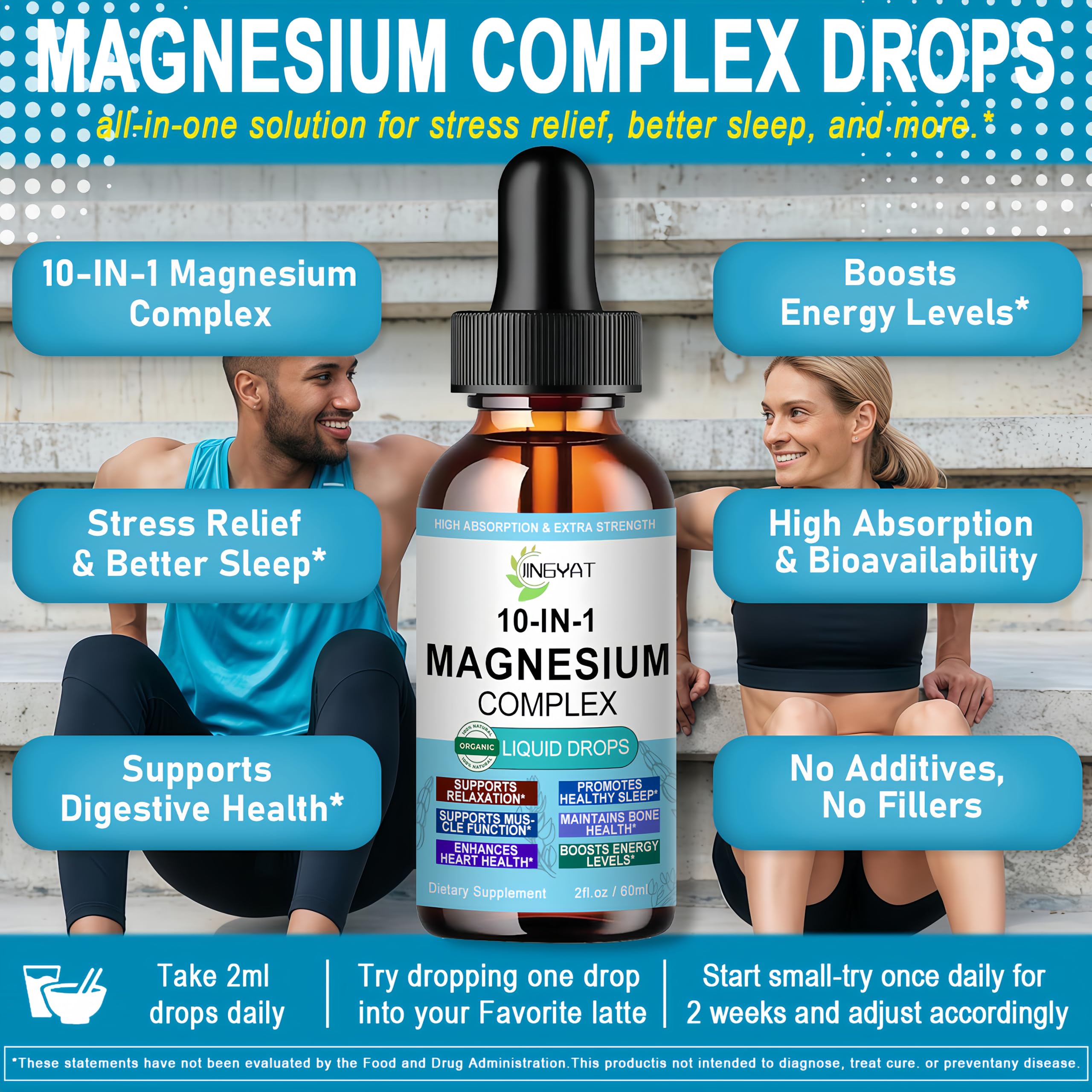 JINGYAT Magnesium Complex Liquid Drops with a glass of water