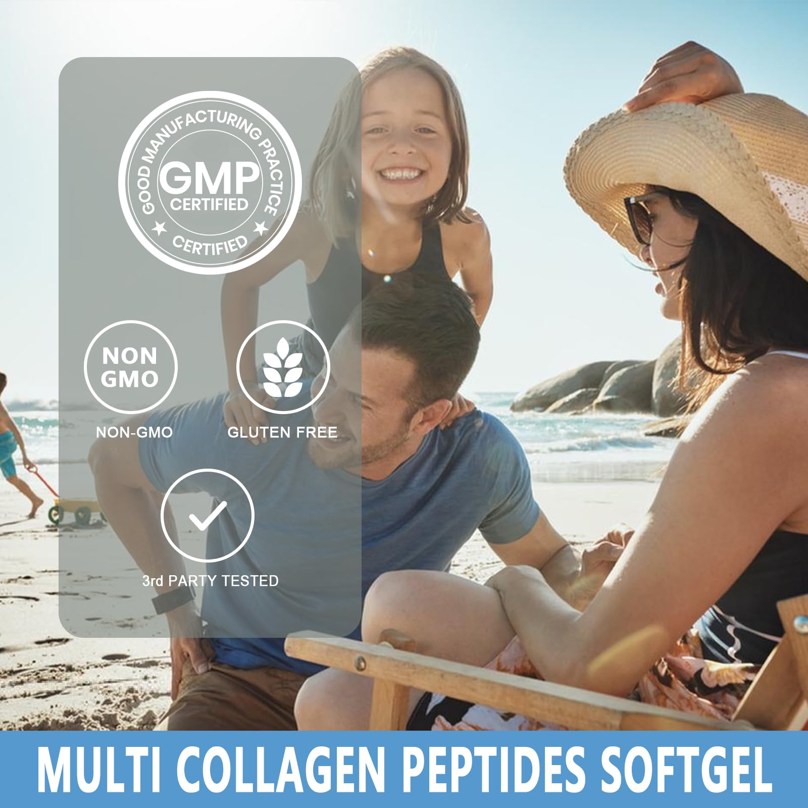JINGYAT Multi Collagen Peptides Softgels in hand for size reference