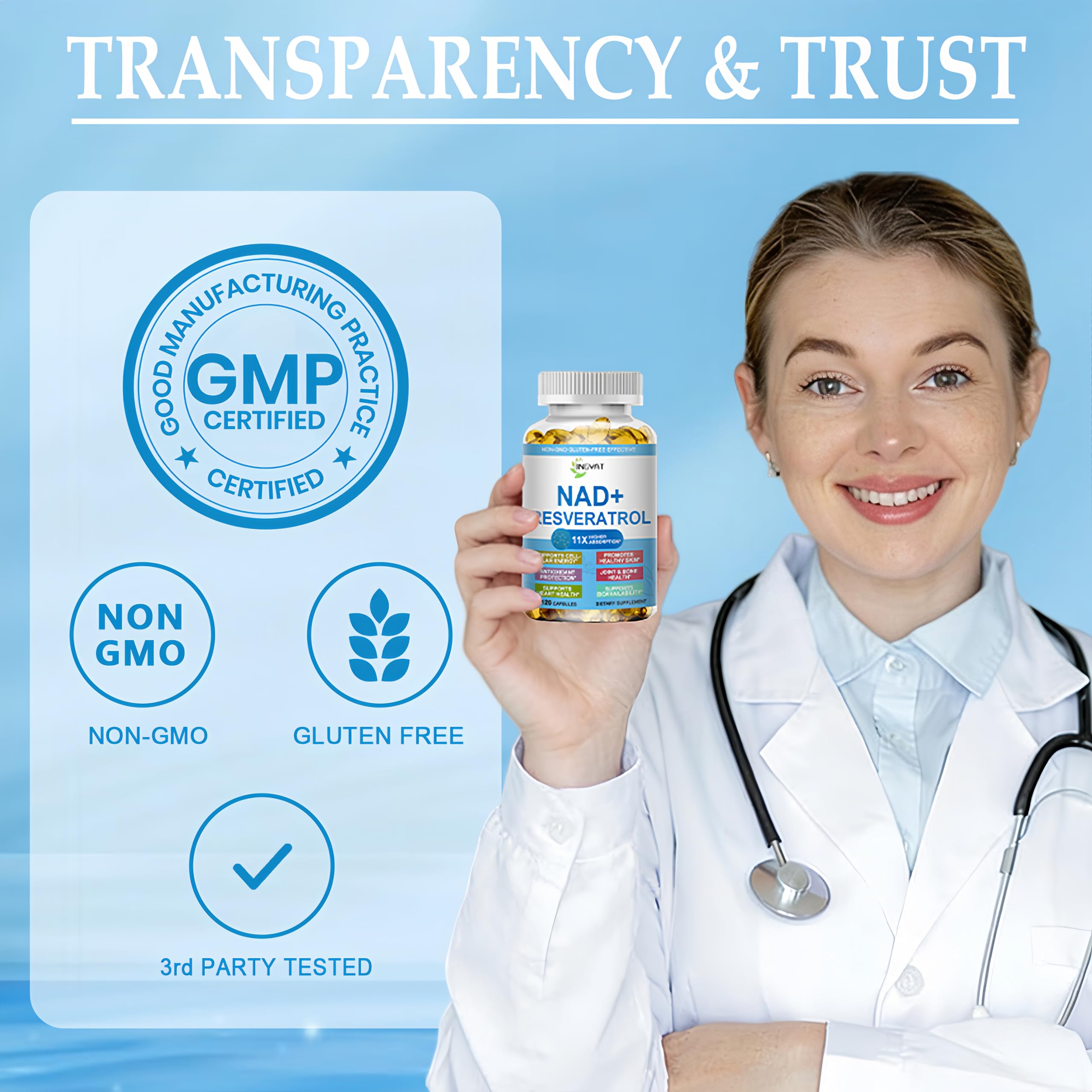 JINGYAT NAD Resveratrol Supplement softgel in hand