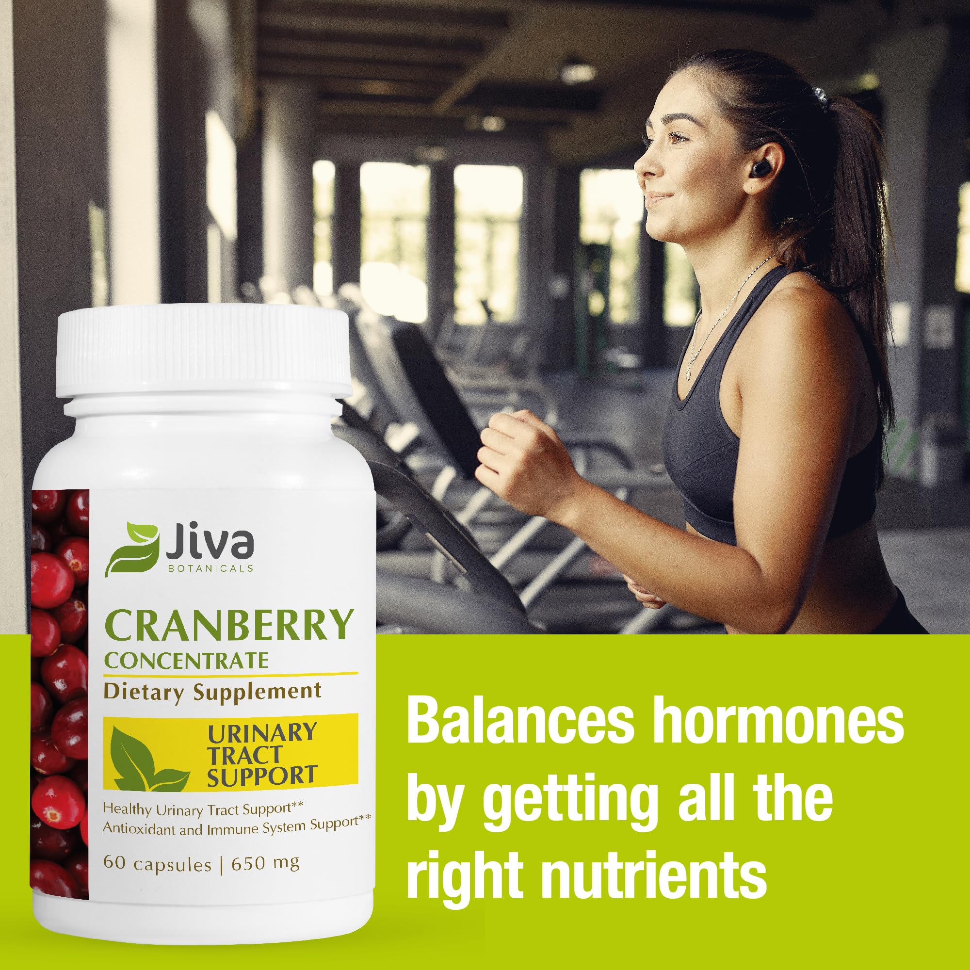 Jiva Botanicals Cranberry Capsules on wooden table