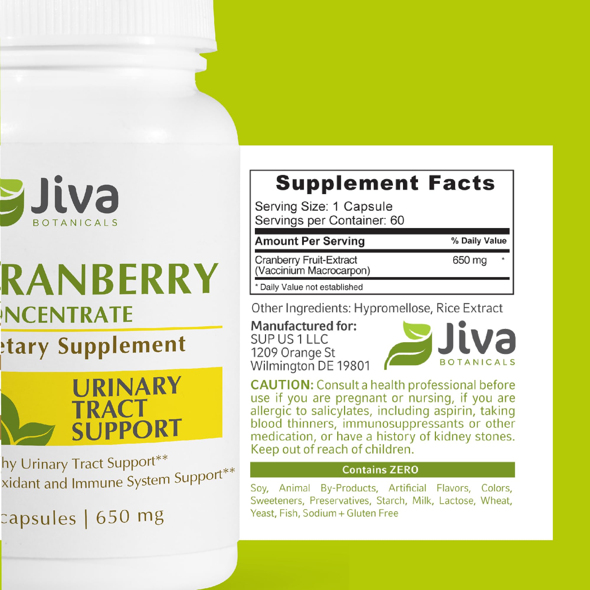 Jiva Botanicals Cranberry Capsules with measuring spoon