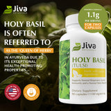 Jiva Botanicals Holy Basil Capsules 1100mg label close-up
