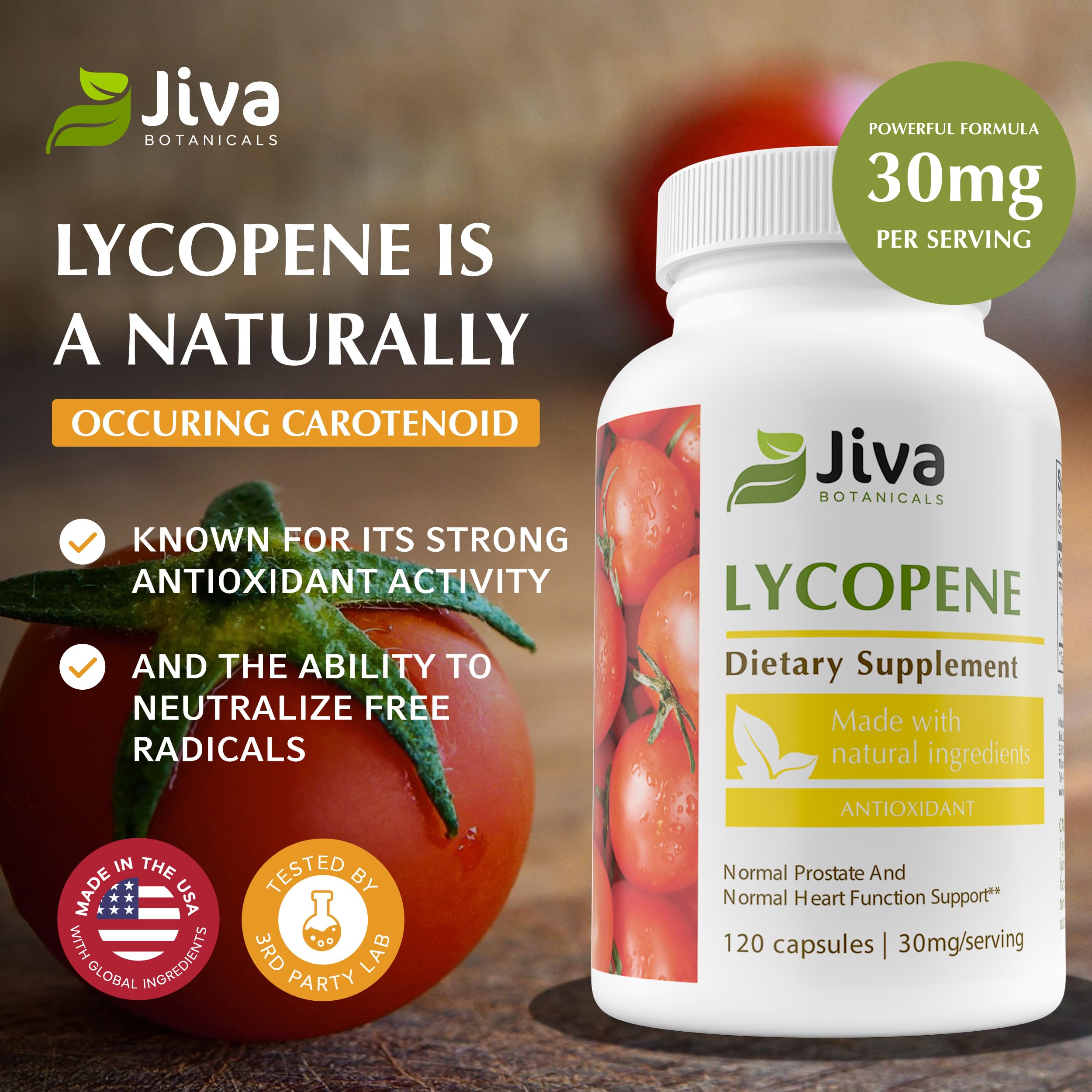 Jiva Botanicals Lycopene Supplement bottle side view