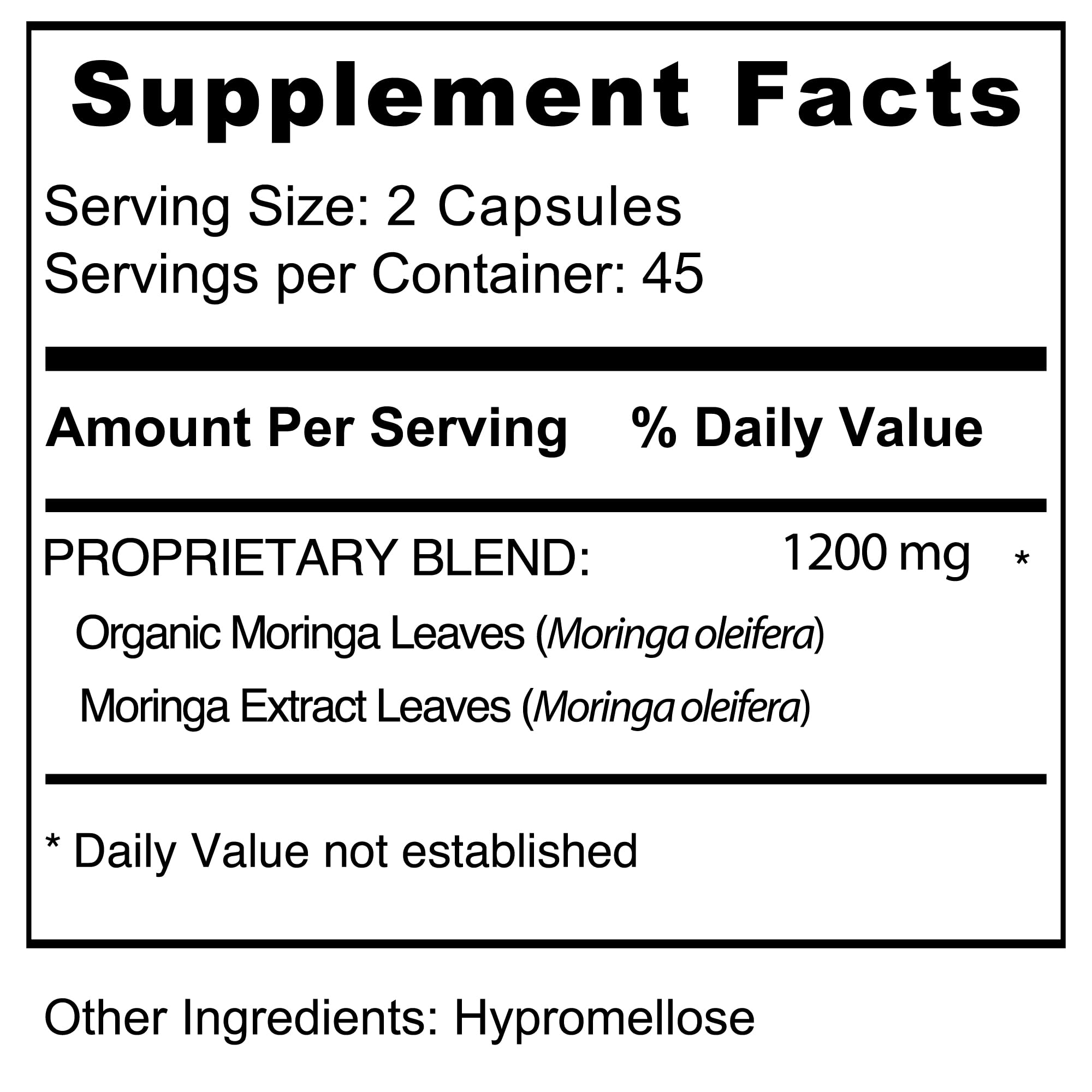 Jiva Botanicals Moringa Powder Capsules packaging details