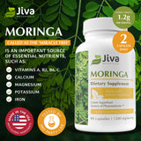 Jiva Botanicals Moringa Powder Capsules with a measuring scoop