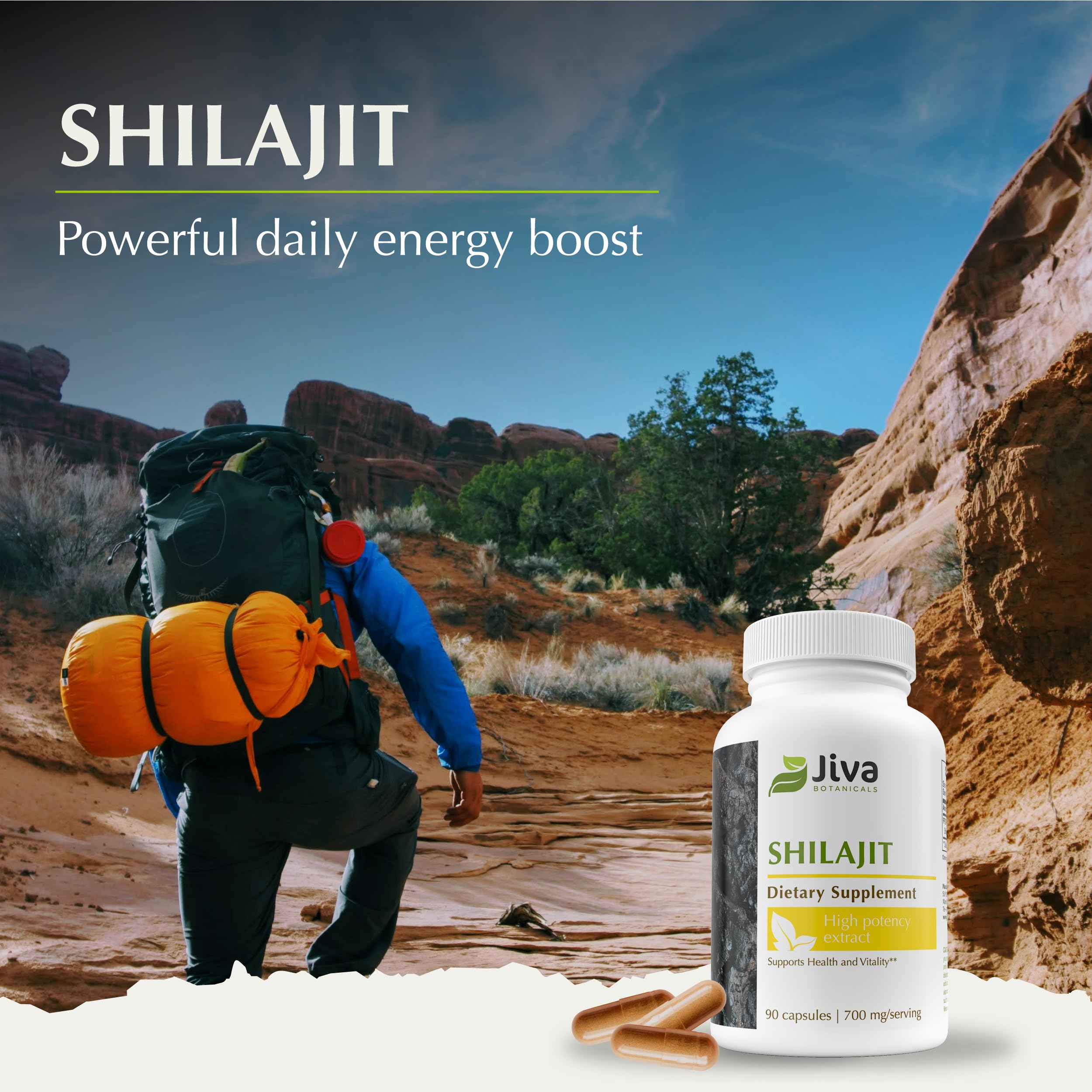 Jiva Botanicals Shilajit Capsules 700mg back view
