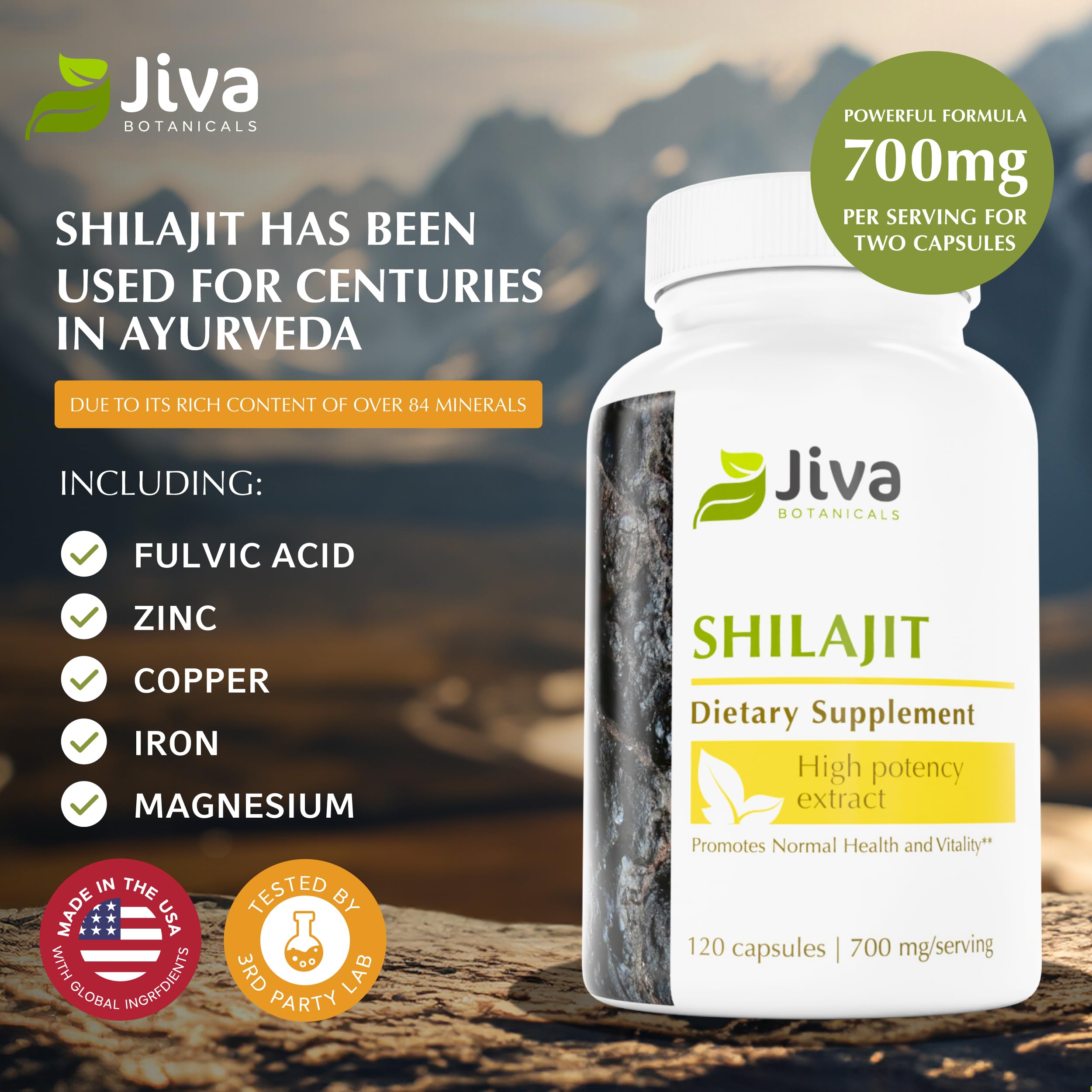 Jiva Botanicals Shilajit Capsules close-up of capsules