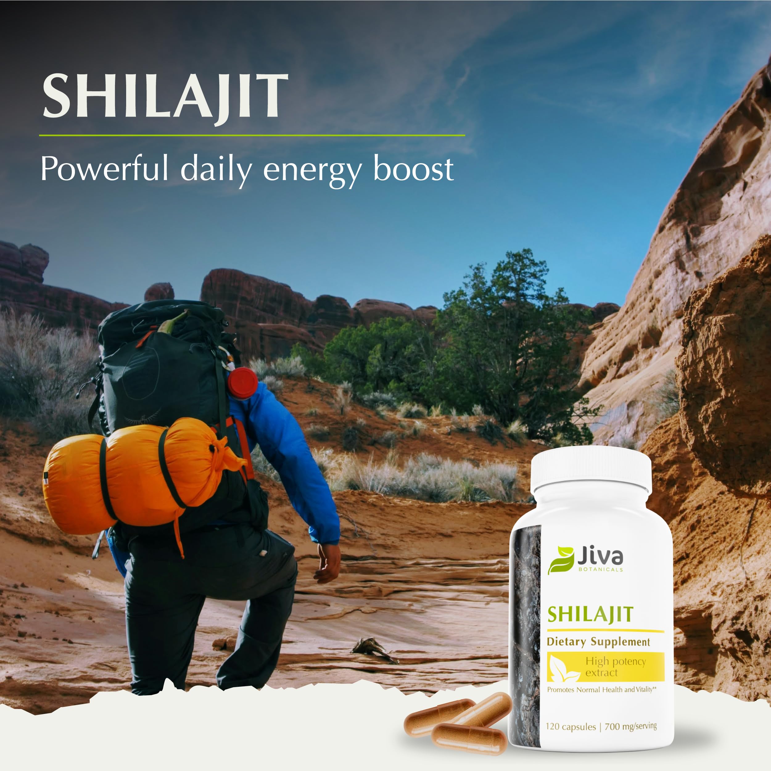 Jiva Botanicals Shilajit Capsules with measuring spoon