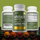 Jiva Botanicals Shilajit Gummies with a measuring spoon