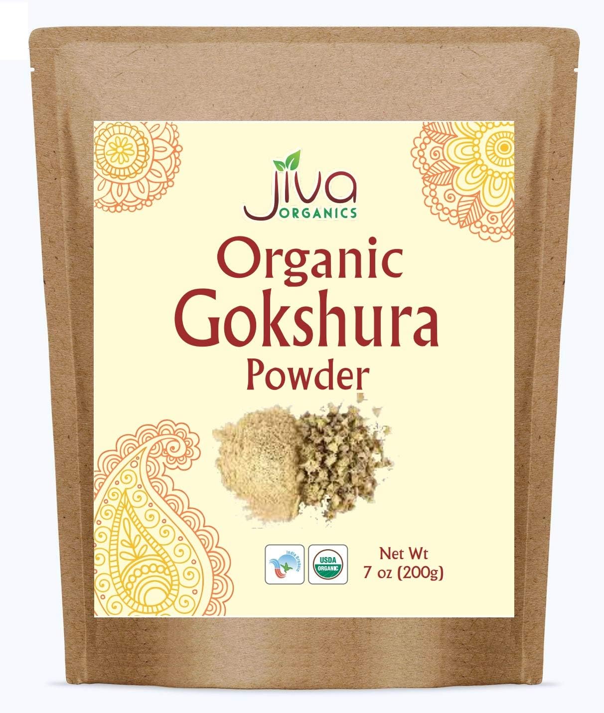 Jiva Organics Gokshura Powder 7 ounce bag front view