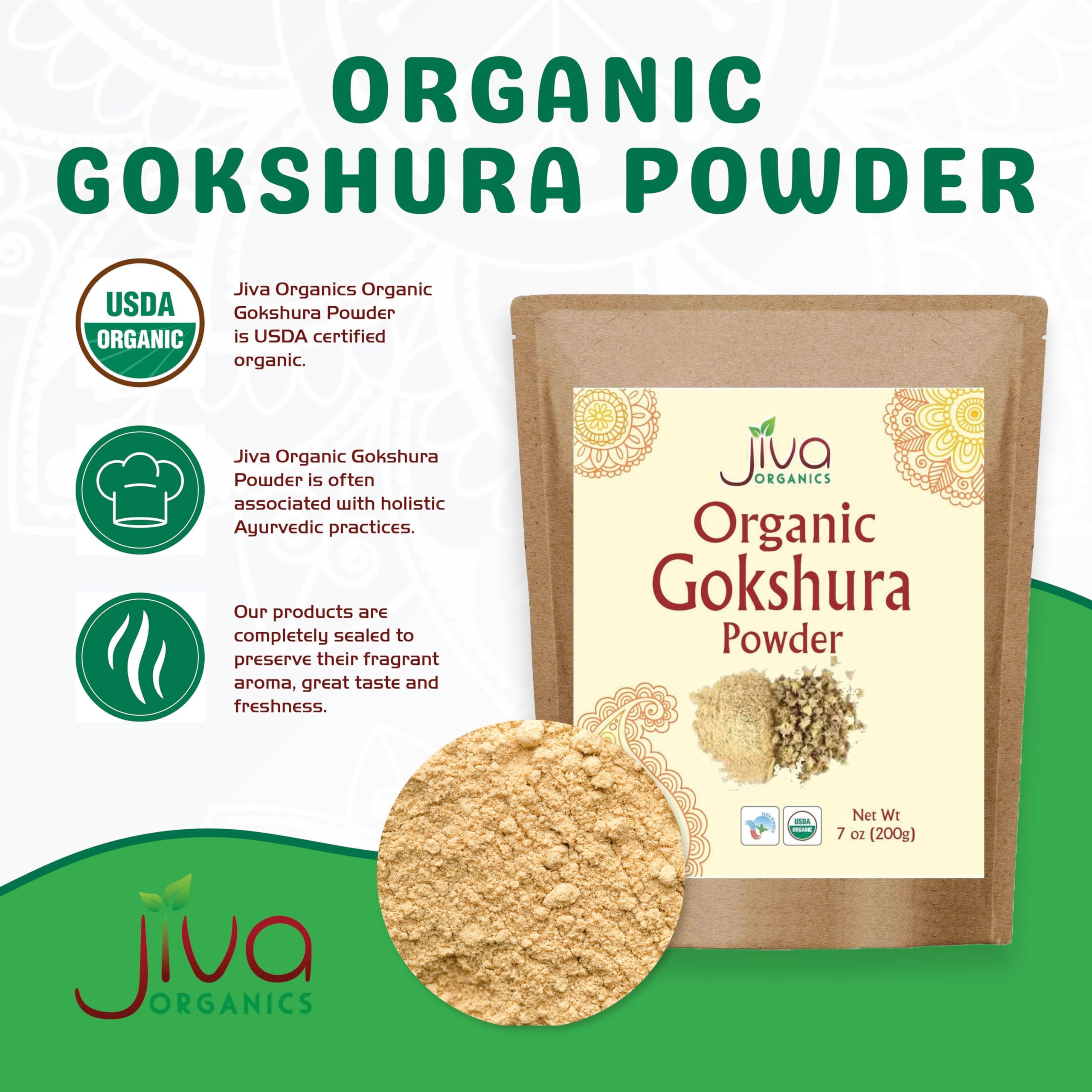 Jiva Organics Gokshura Powder packaging details