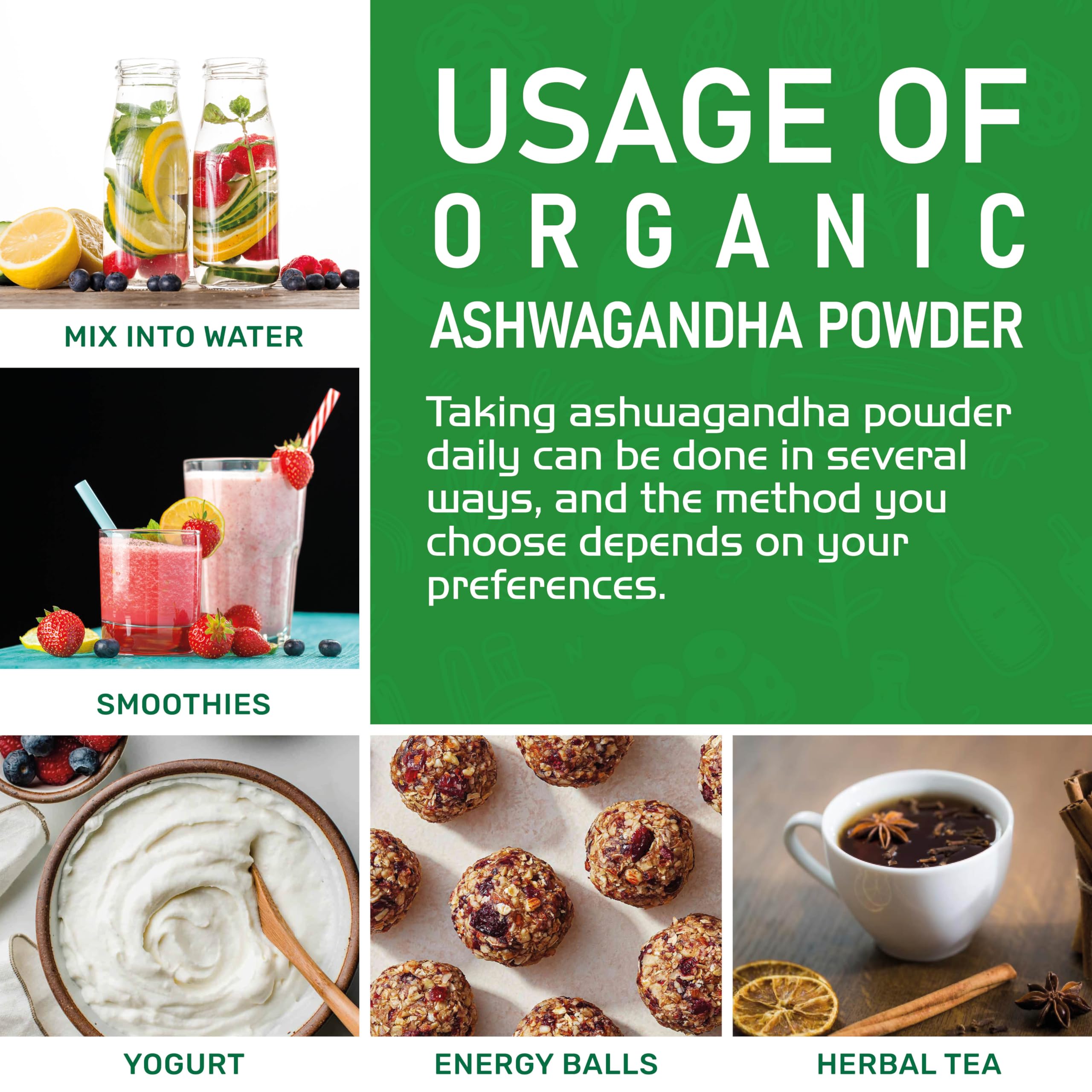Jiva Organics Organic Ashwagandha Root Powder with measuring scoop