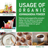 Jiva Organics Organic Ashwagandha Root Powder with measuring scoop