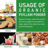 Jiva Organics Psyllium Husk Powder 794g back view with nutritional information
