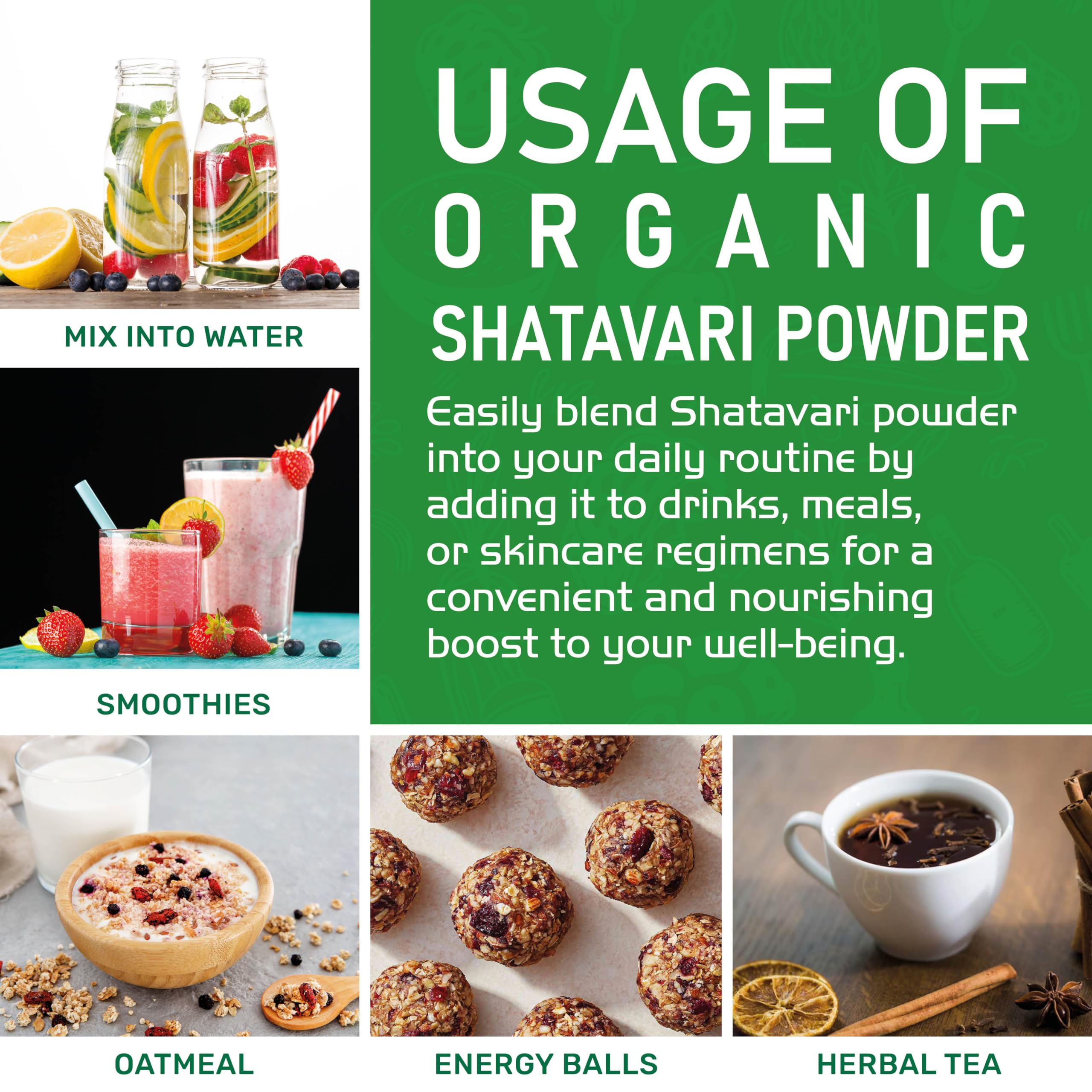 Jiva Organics Shatavari Powder 14 Ounce bag back view
