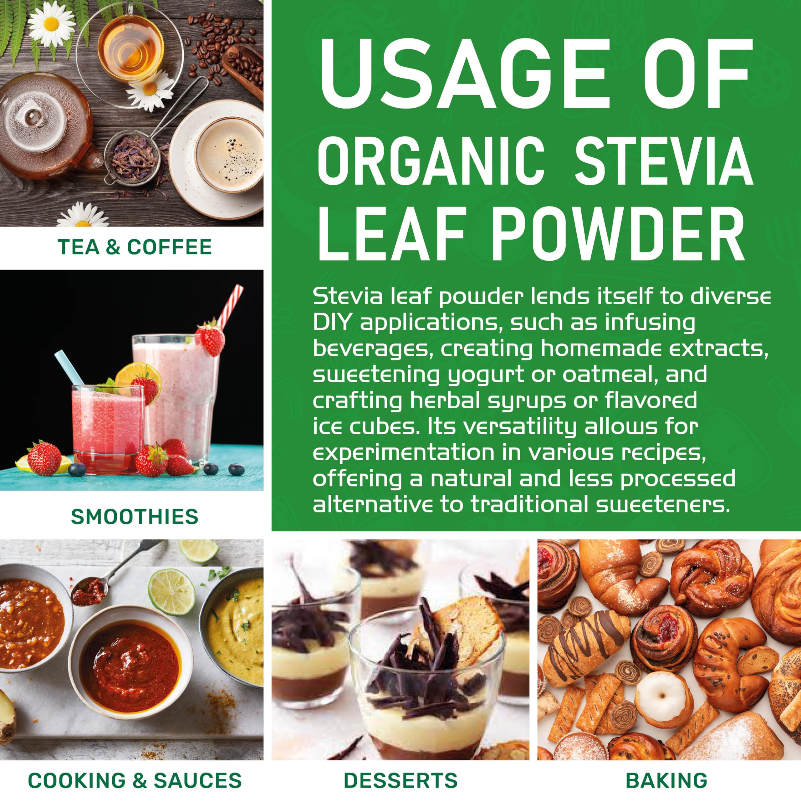 Jiva Organics Stevia Leaf Powder 454g resealable kraft bag
