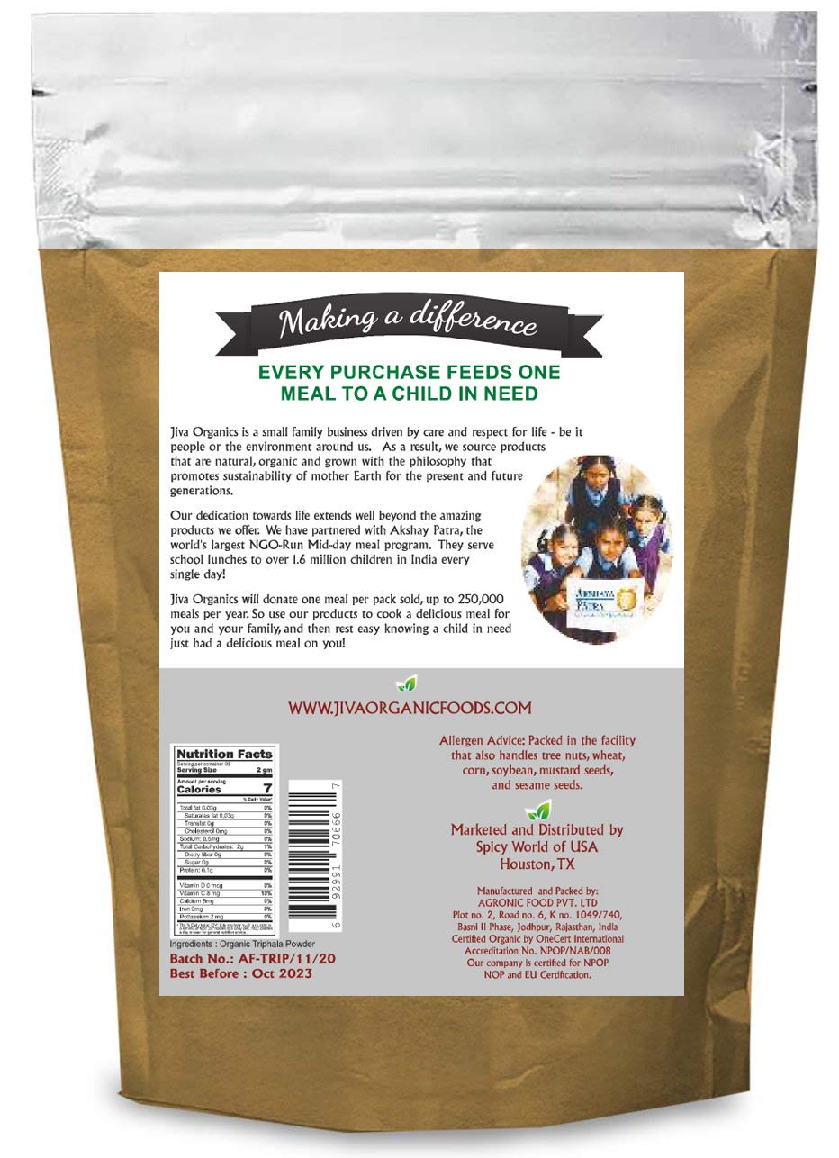 Jiva Organics Triphala Powder 198g close-up of powder