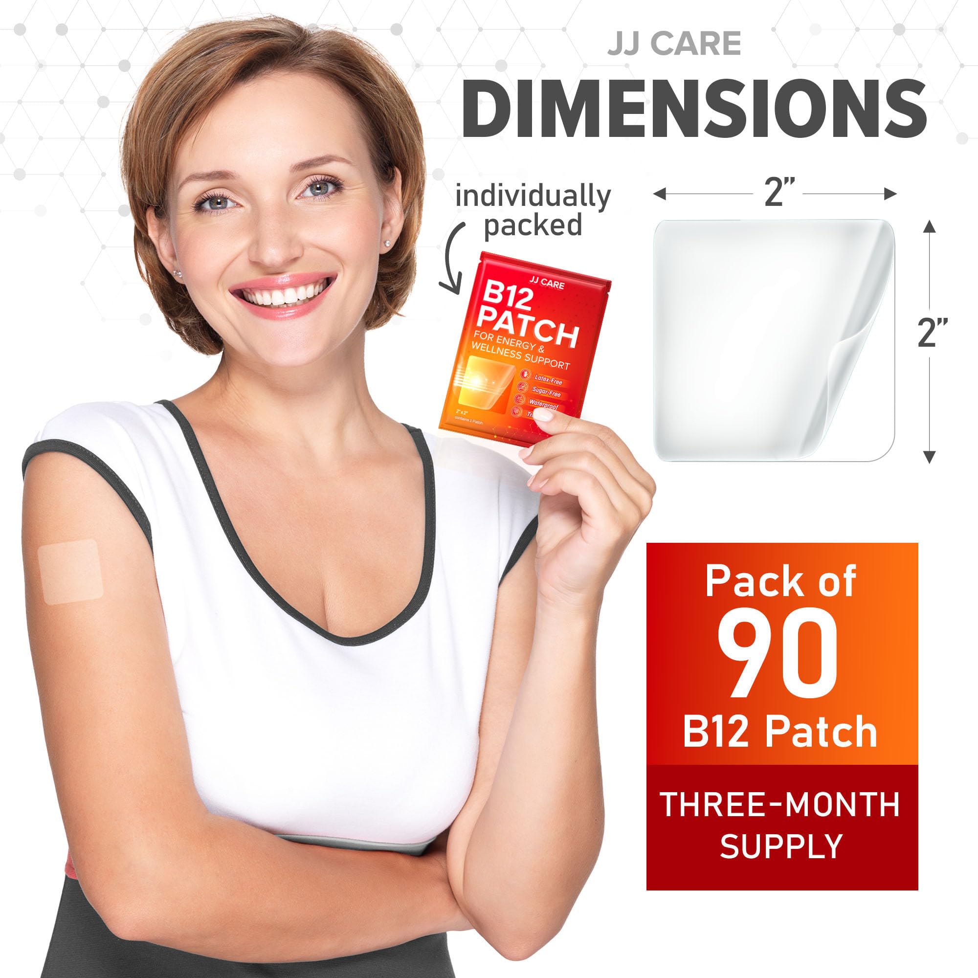 JJ CARE B12 Patch instructions on back of box
