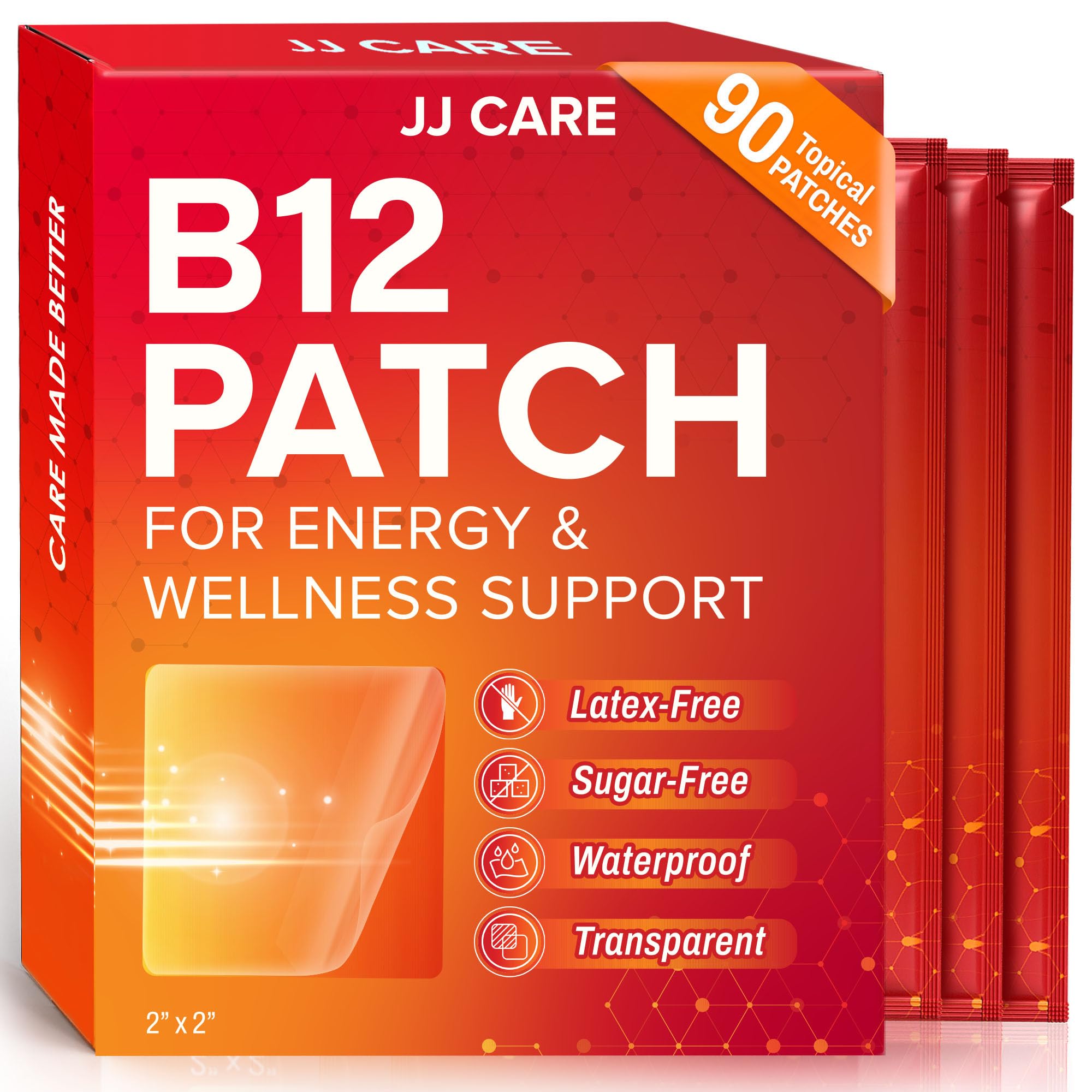 JJ CARE B12 Patches box front view with 90 patches