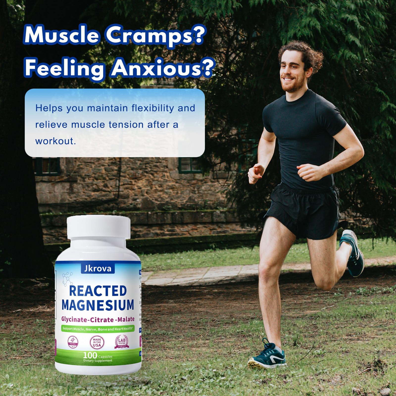 Jkrova Magnesium Complex 300mg capsules back view with ingredients
