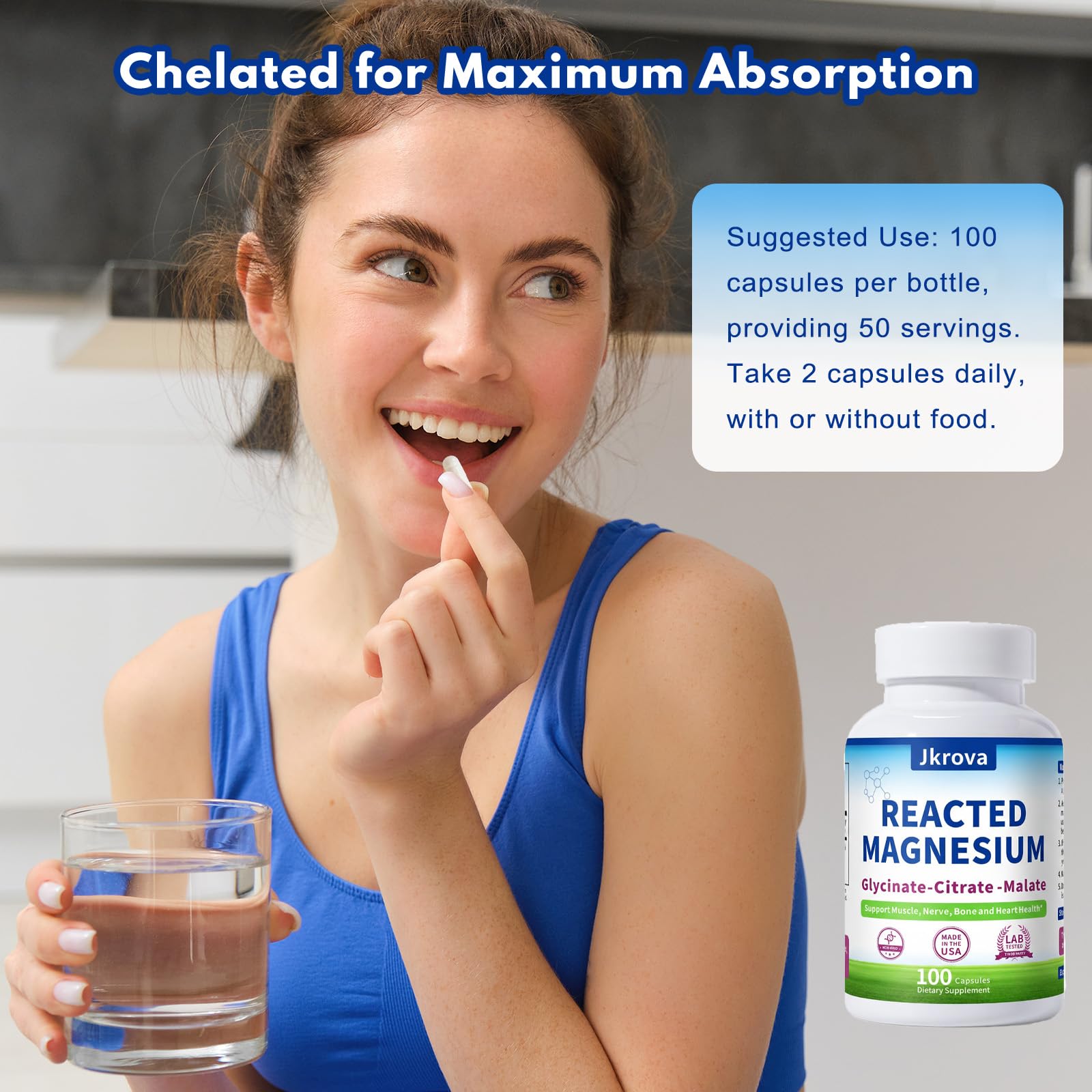 Jkrova Magnesium Complex 300mg capsules lifestyle scene