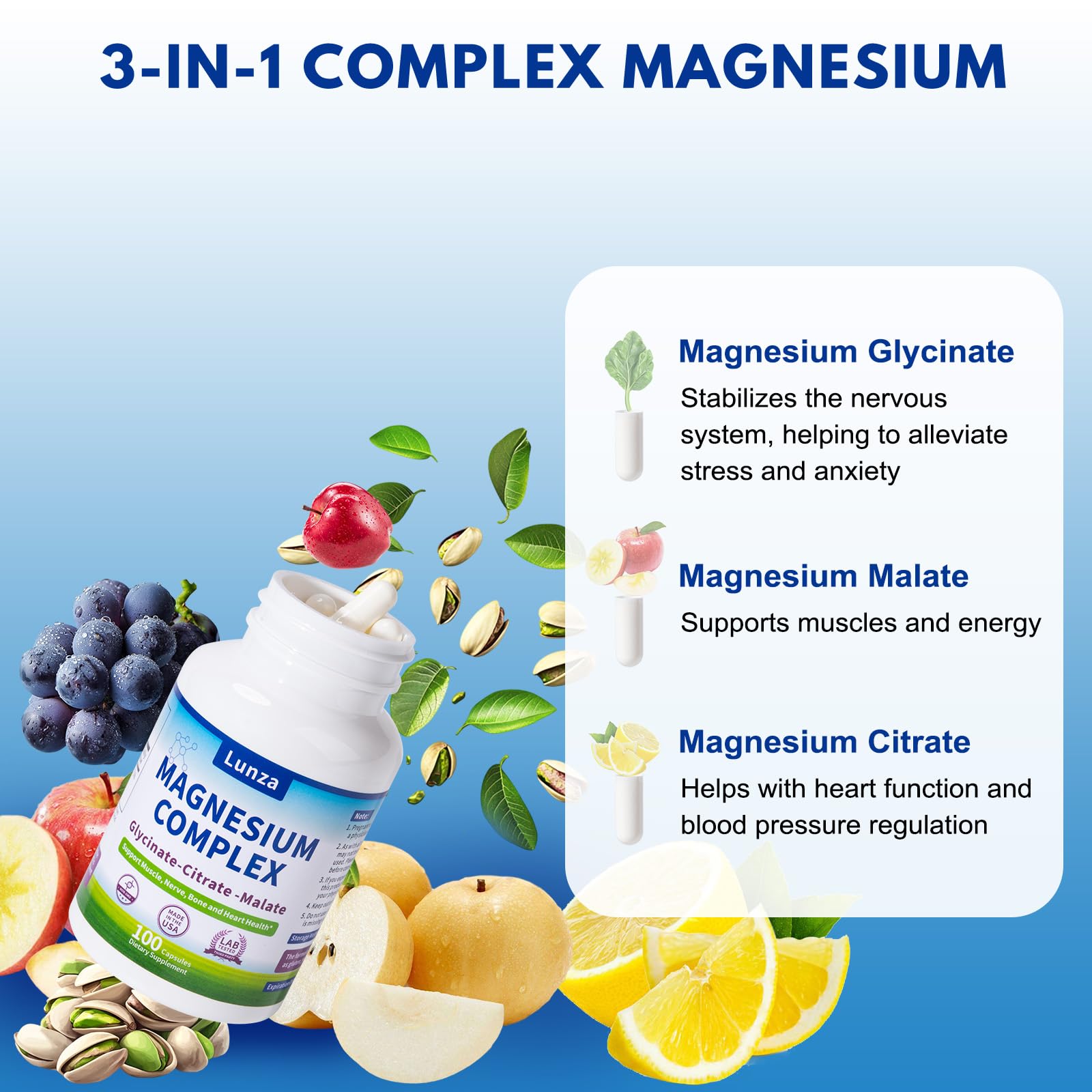 Jkrova Magnesium Complex 300mg capsules on a wooden surface